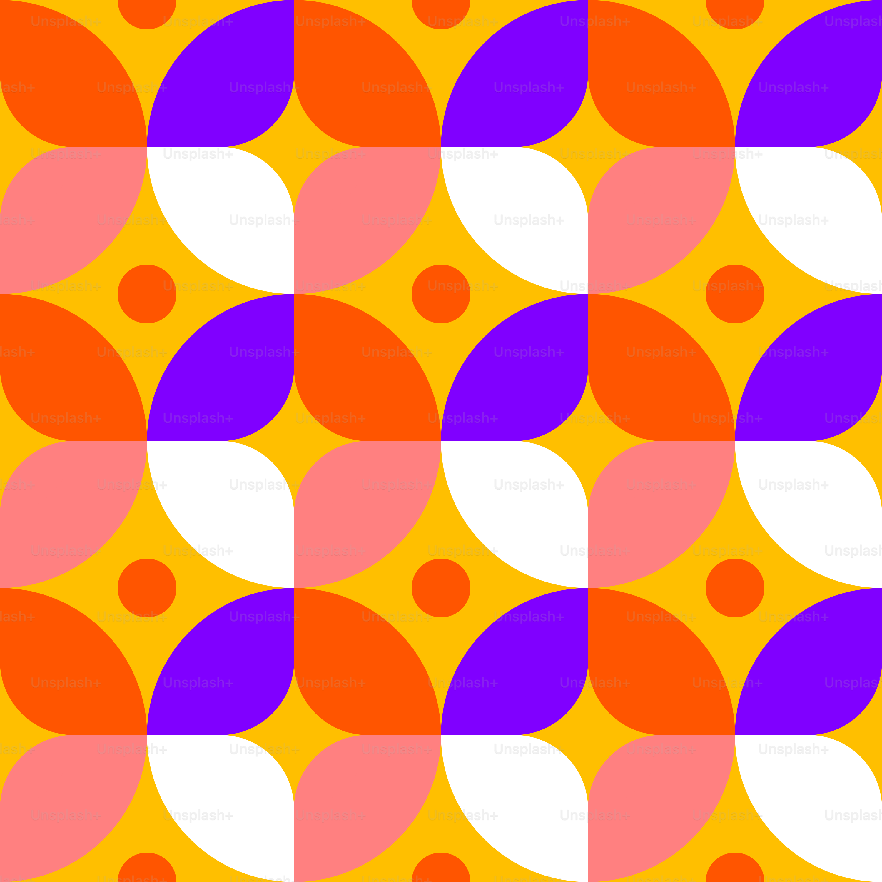 A colorful pattern with circles on a yellow background