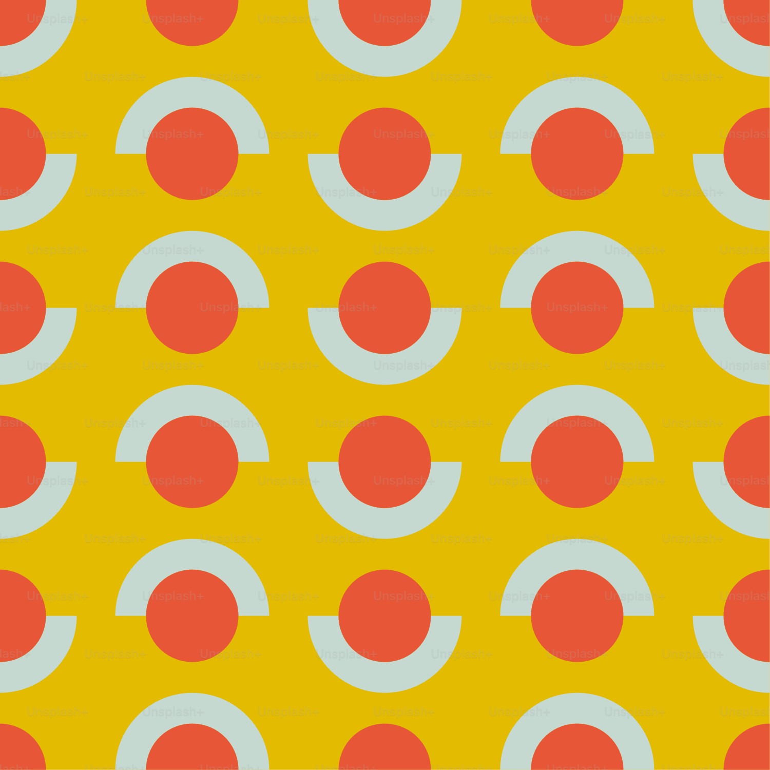 Um fundo amarelo com círculos vermelhos e brancos
