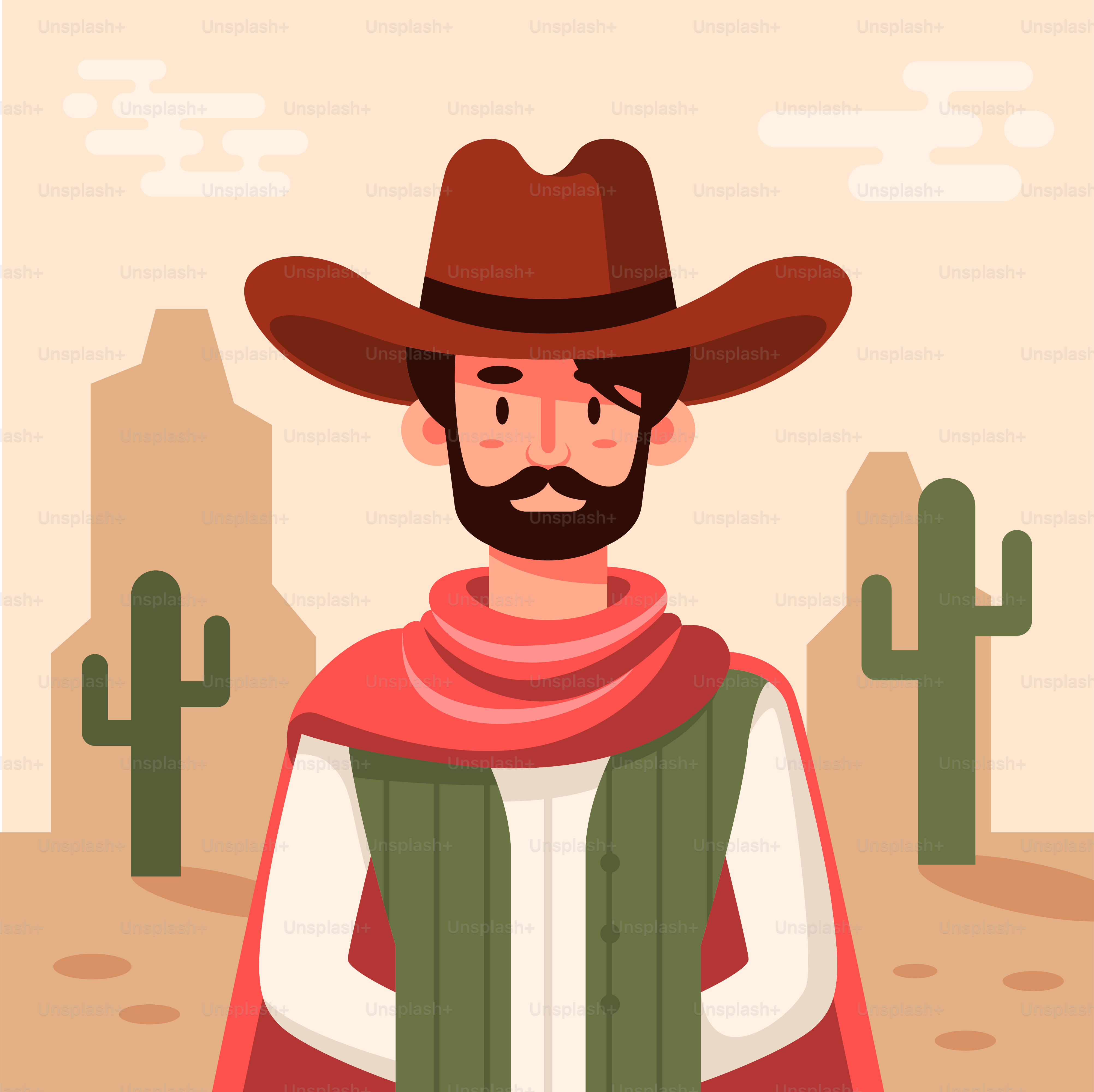 Ein Mann mit Bart, der einen Cowboyhut und einen Schal trägt