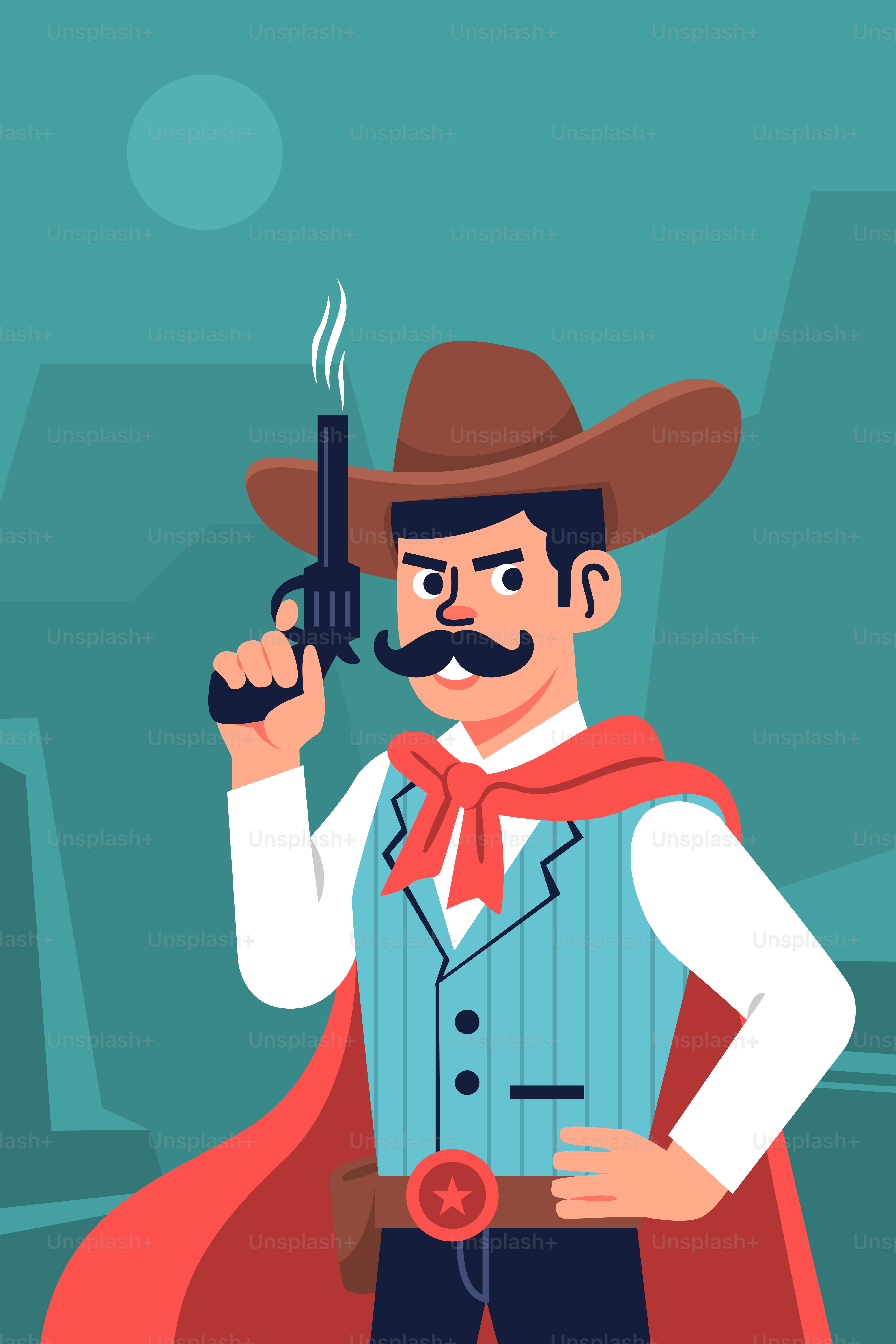 A man in a cowboy outfit holding a gun