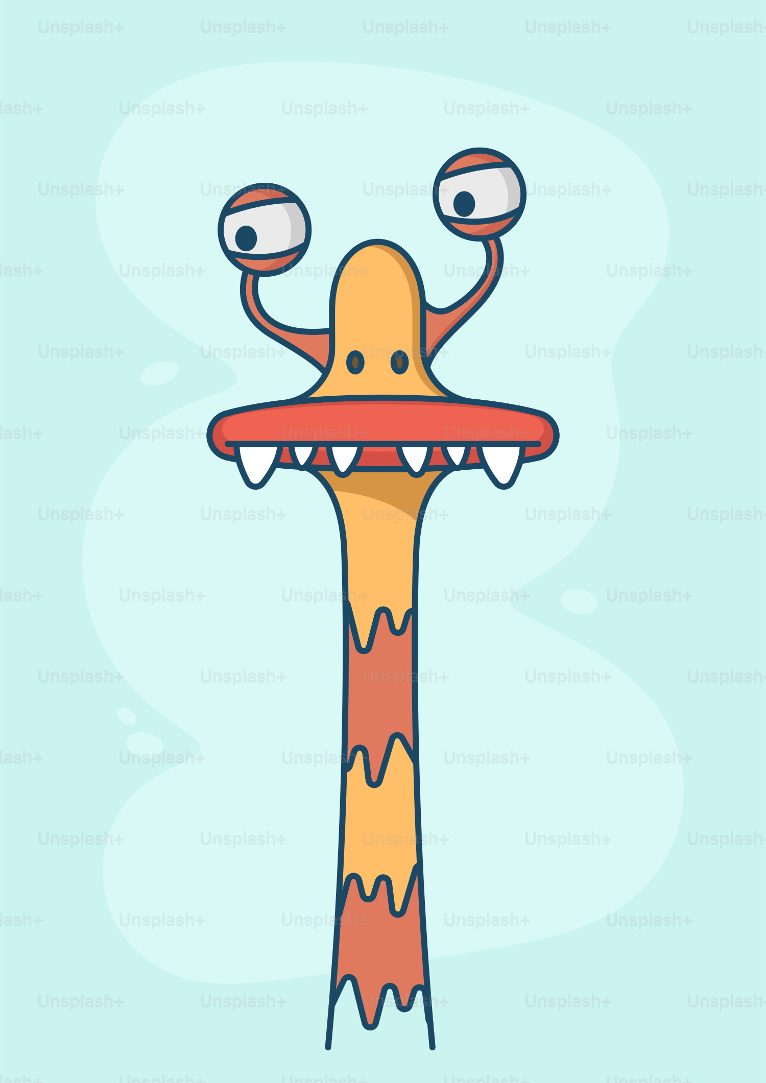 A cartoon giraffe with two eyes and a mouth