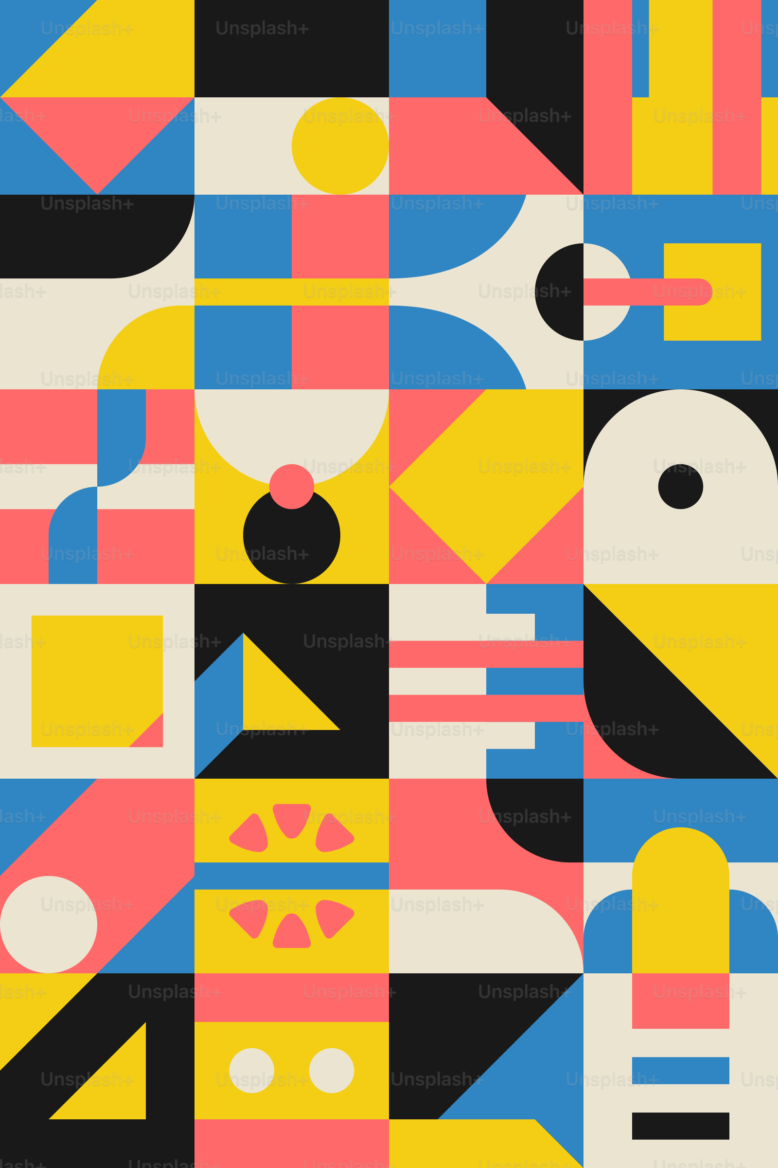 A colorful pattern with different shapes and colors