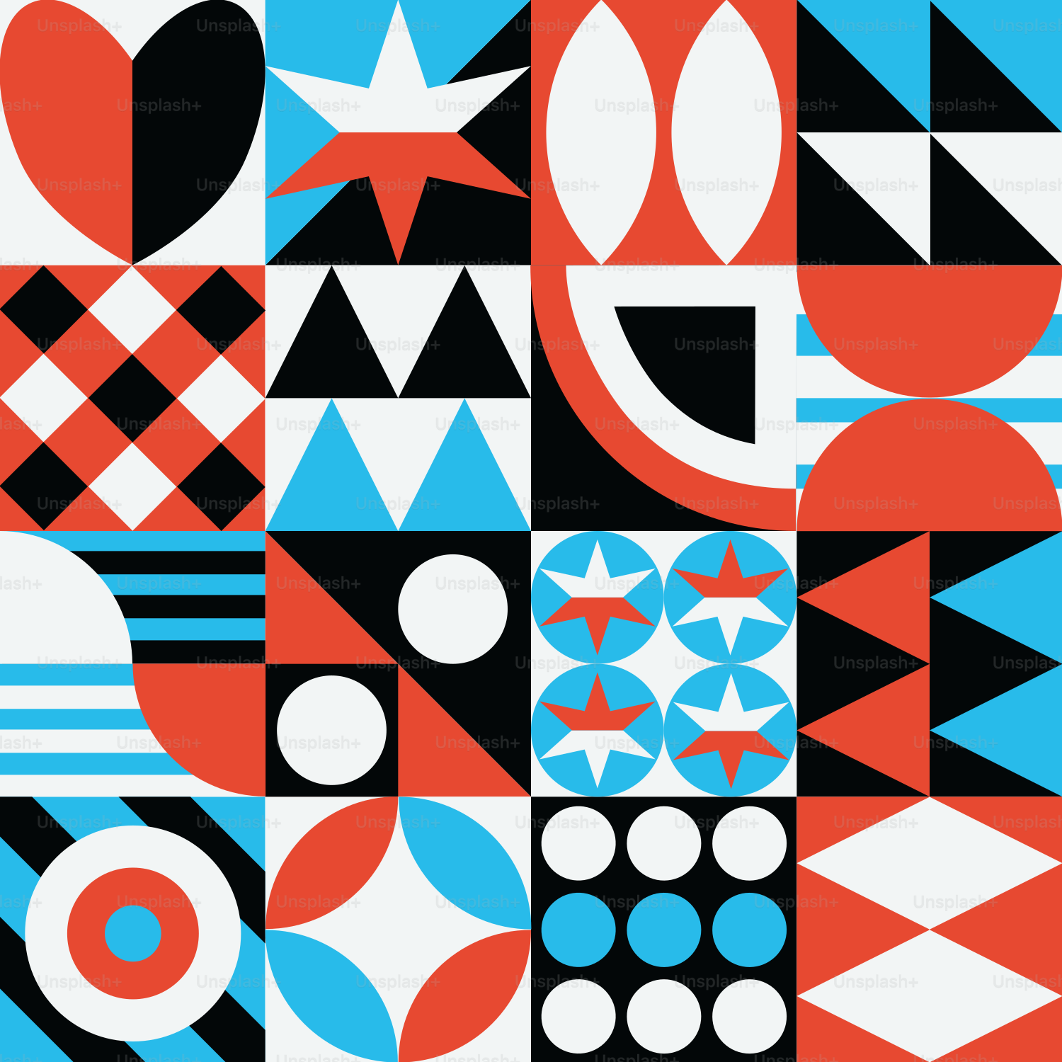 A colorful pattern with different shapes and sizes