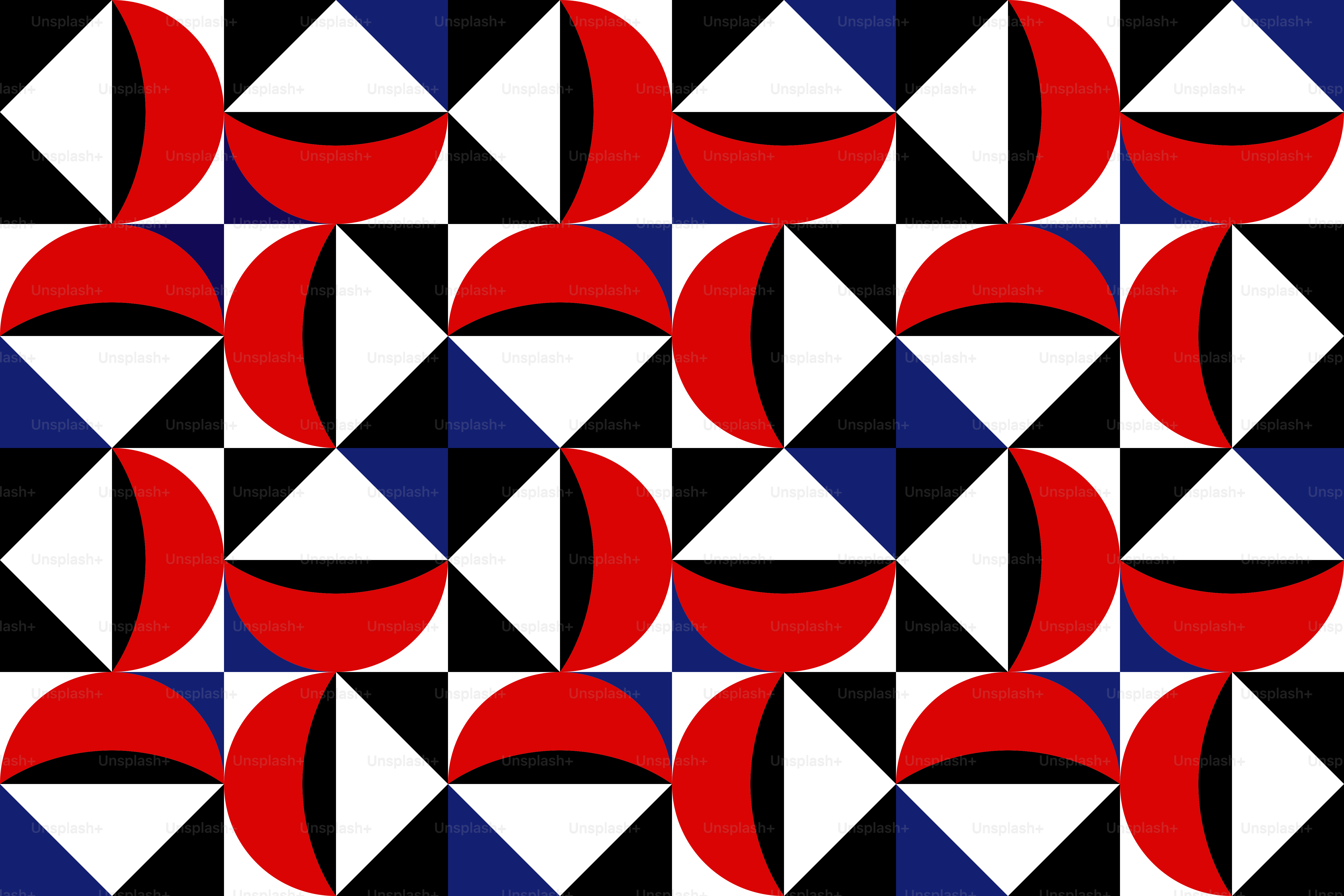 A black, white, red and blue abstract pattern
