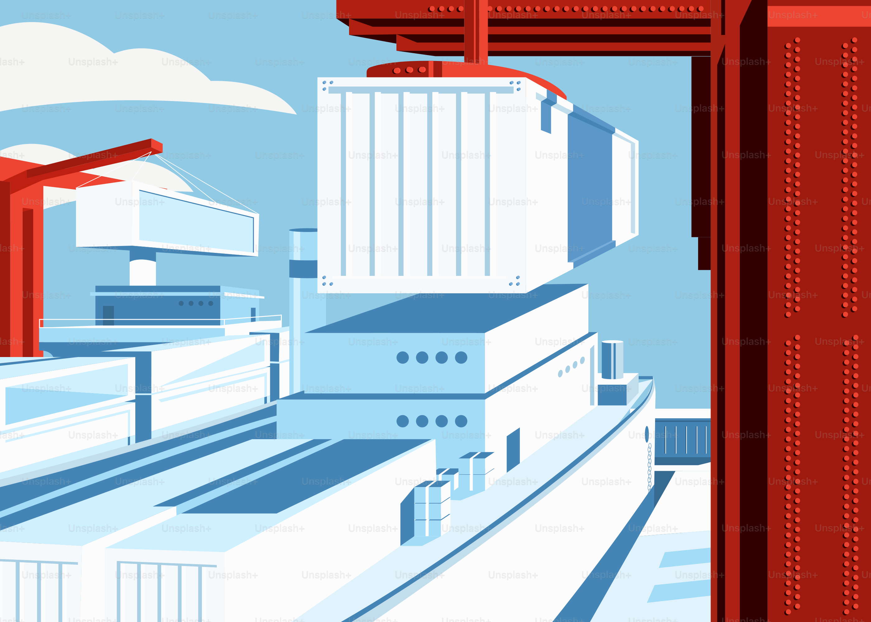 Un manifesto rosso e blu di una città