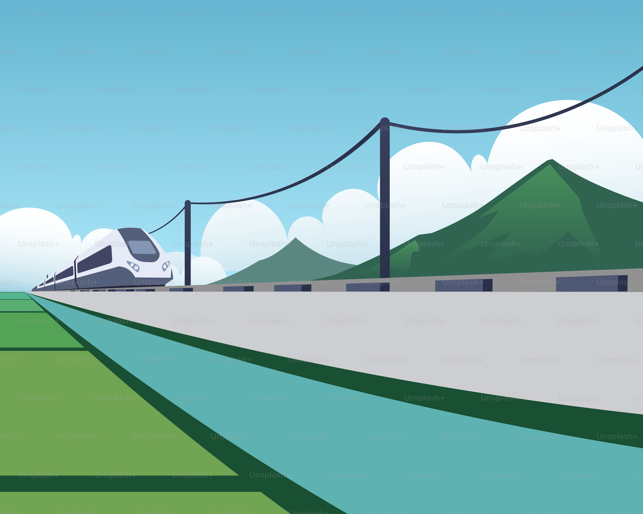 A picture of a train going down the tracks