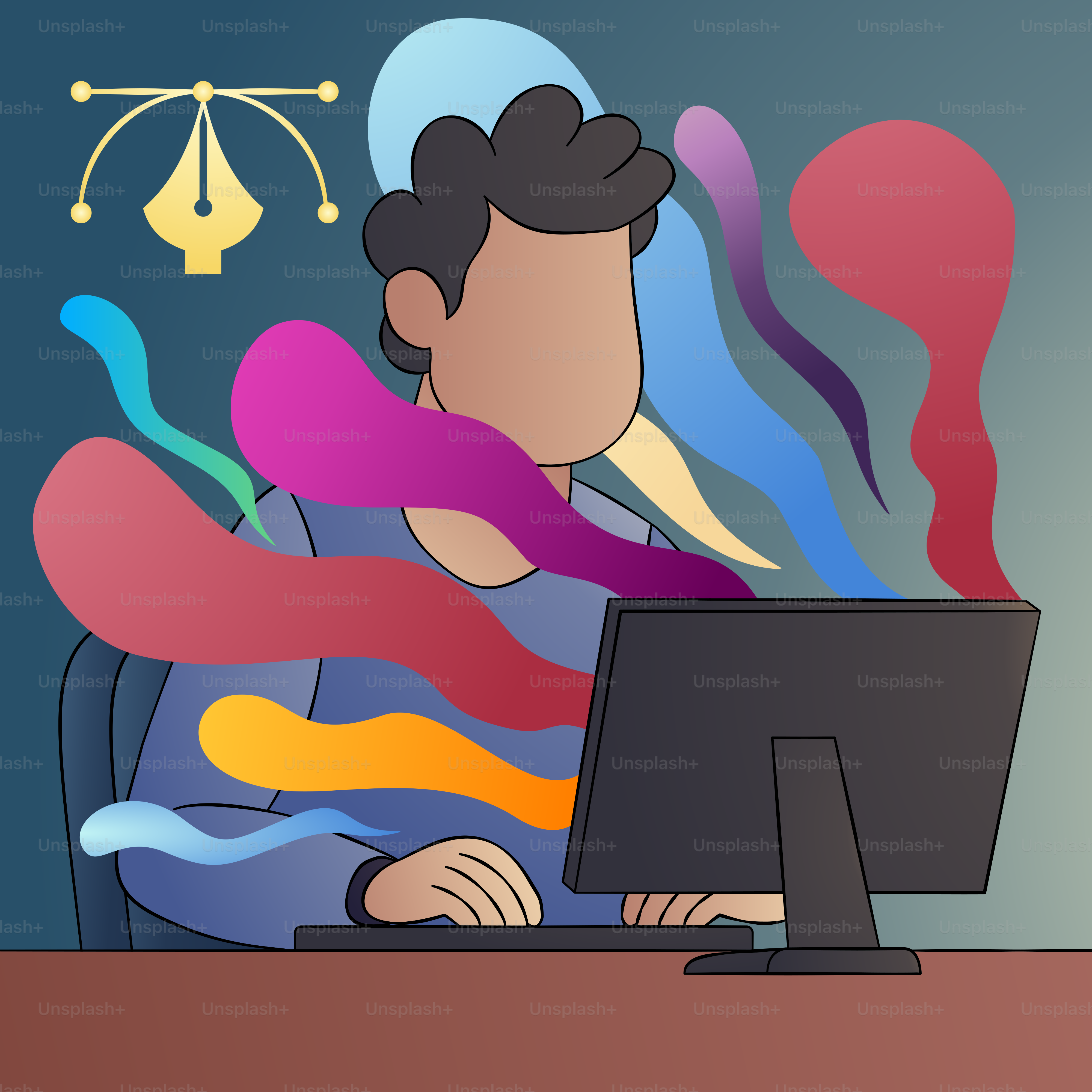 A man sitting at a desk in front of a computer