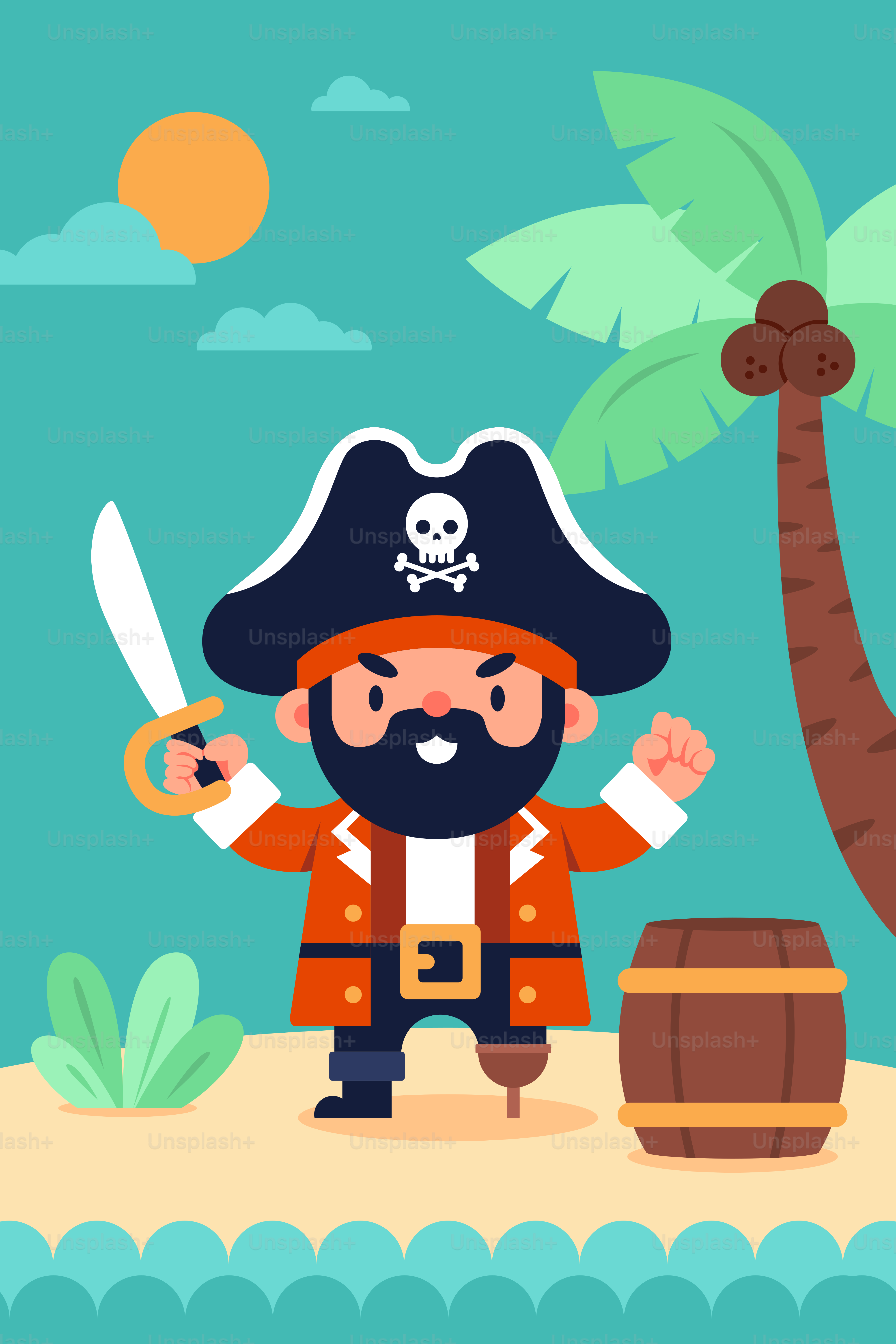 칼과 검을 든 만화 해적 벡터 – Unsplash의 바닷가 이미지, image size:3000x4500