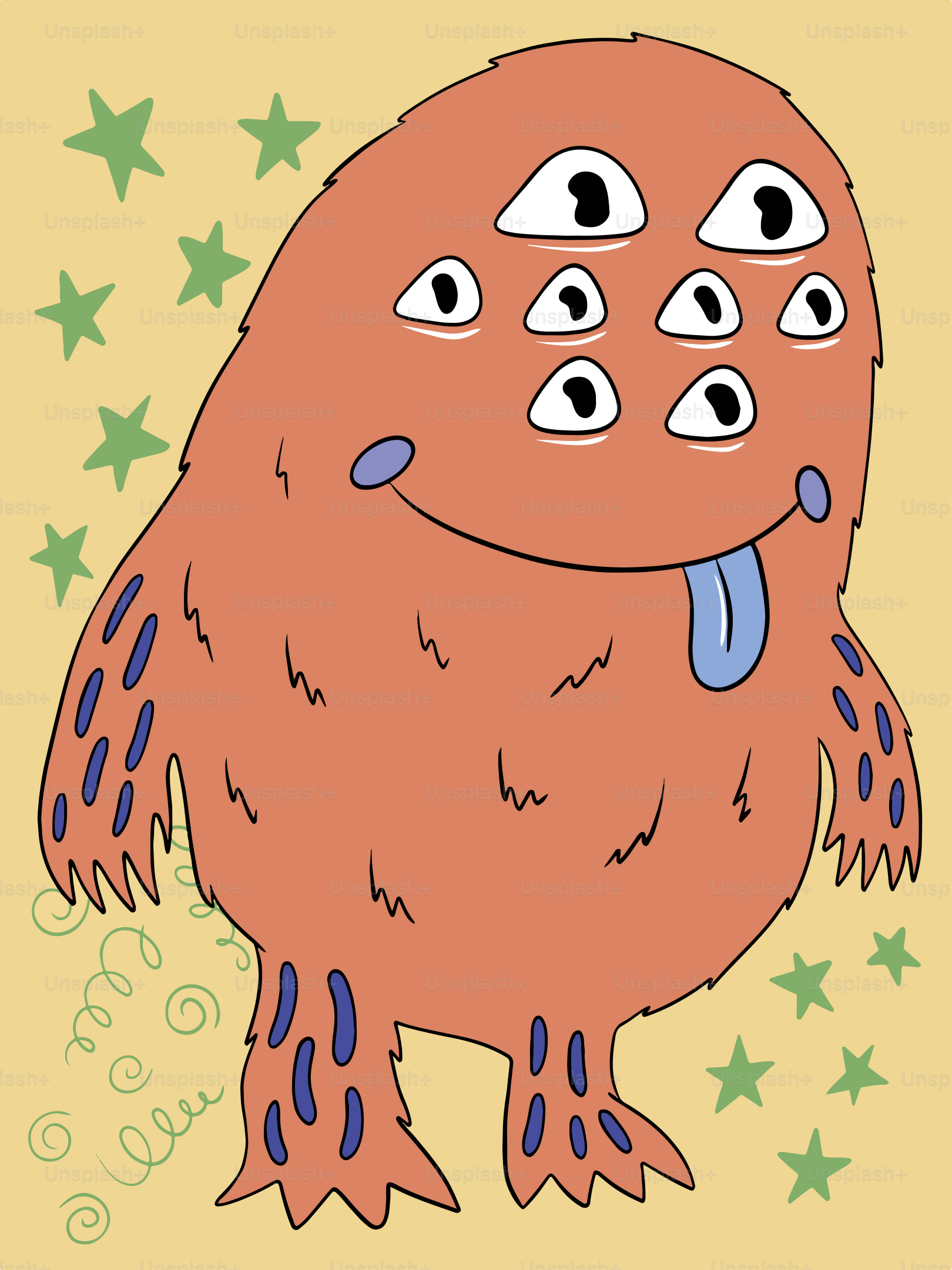 A picture of a cartoon monster with big eyes