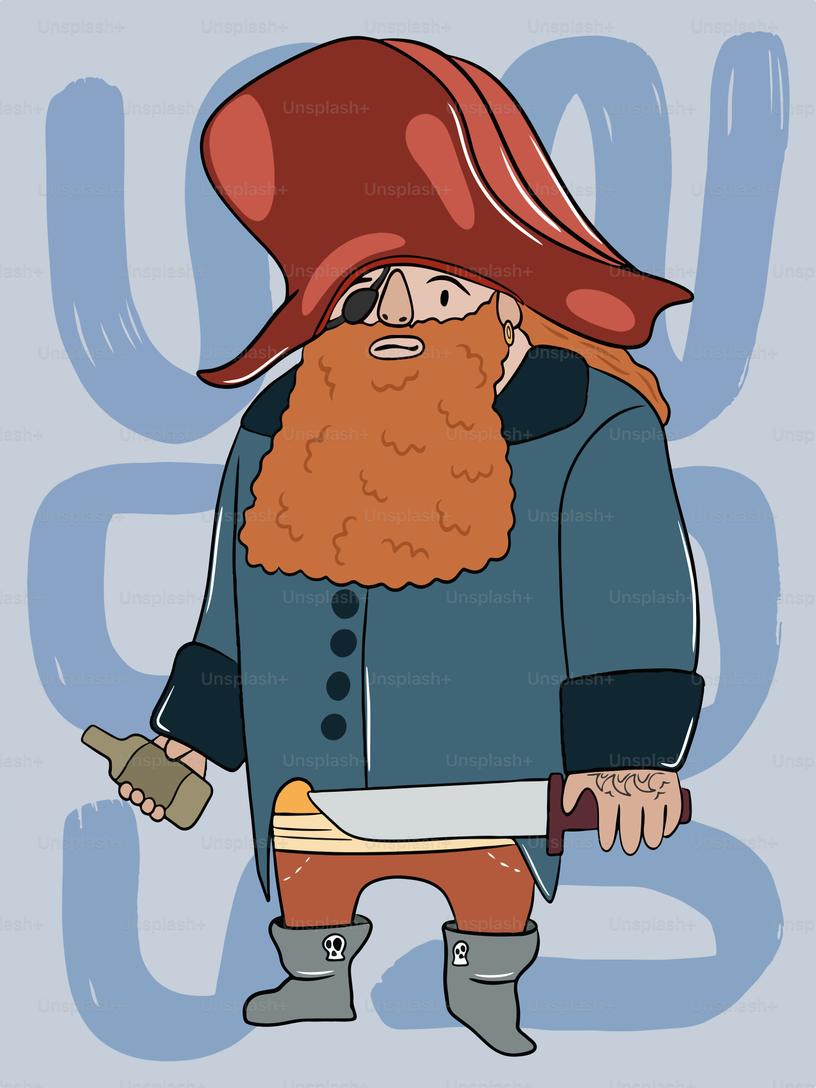 A cartoon of a man with a beard and a red hat