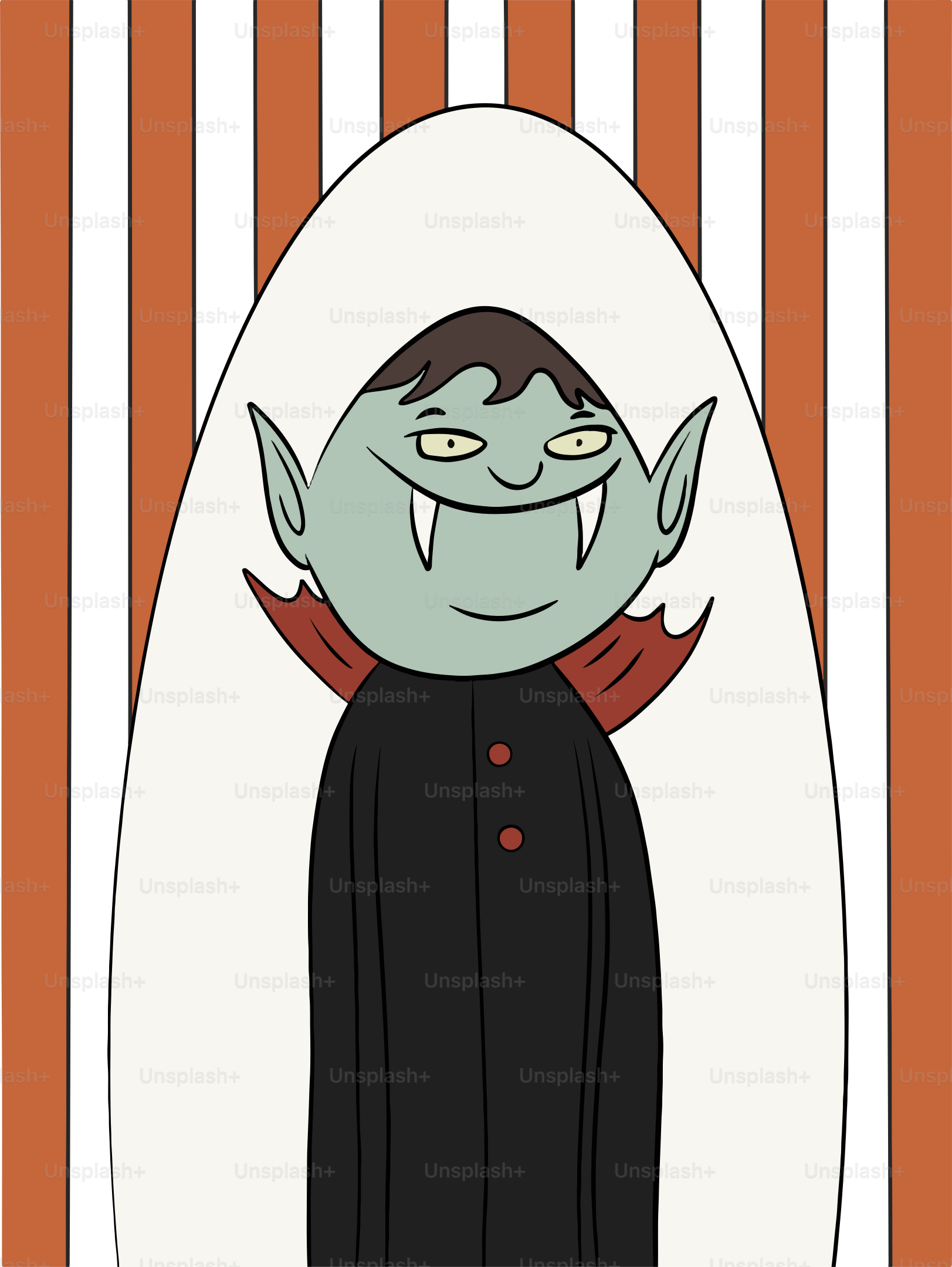 A picture of a cartoon character in a black coat