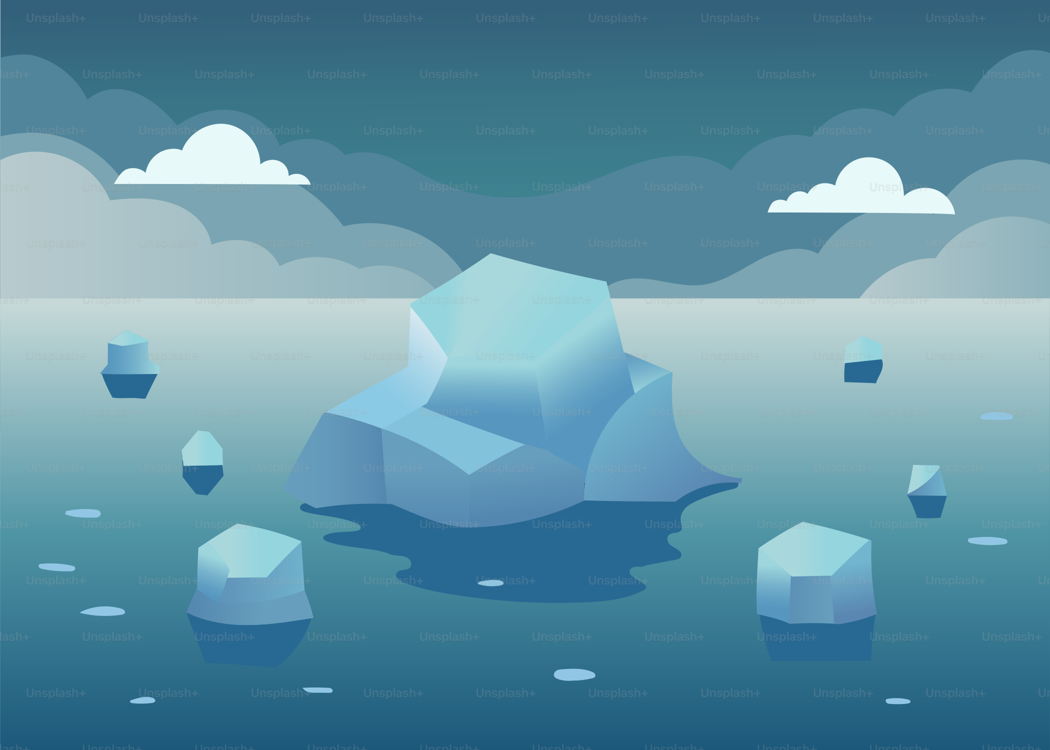 An iceberg floating in the middle of the ocean