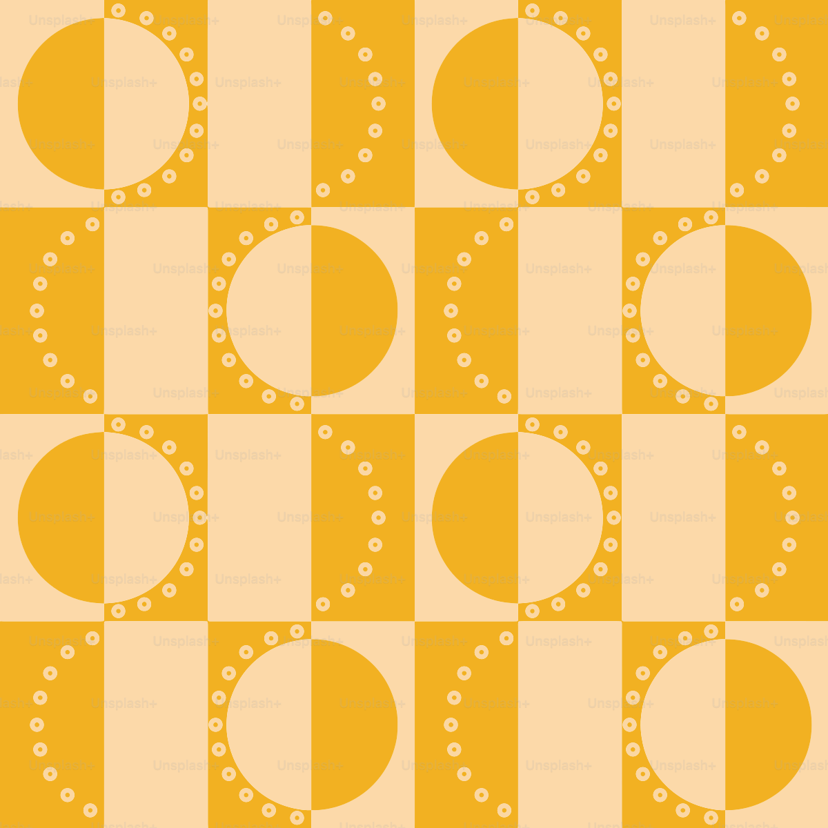 Ein gelb-weißes Muster mit Kreisen
