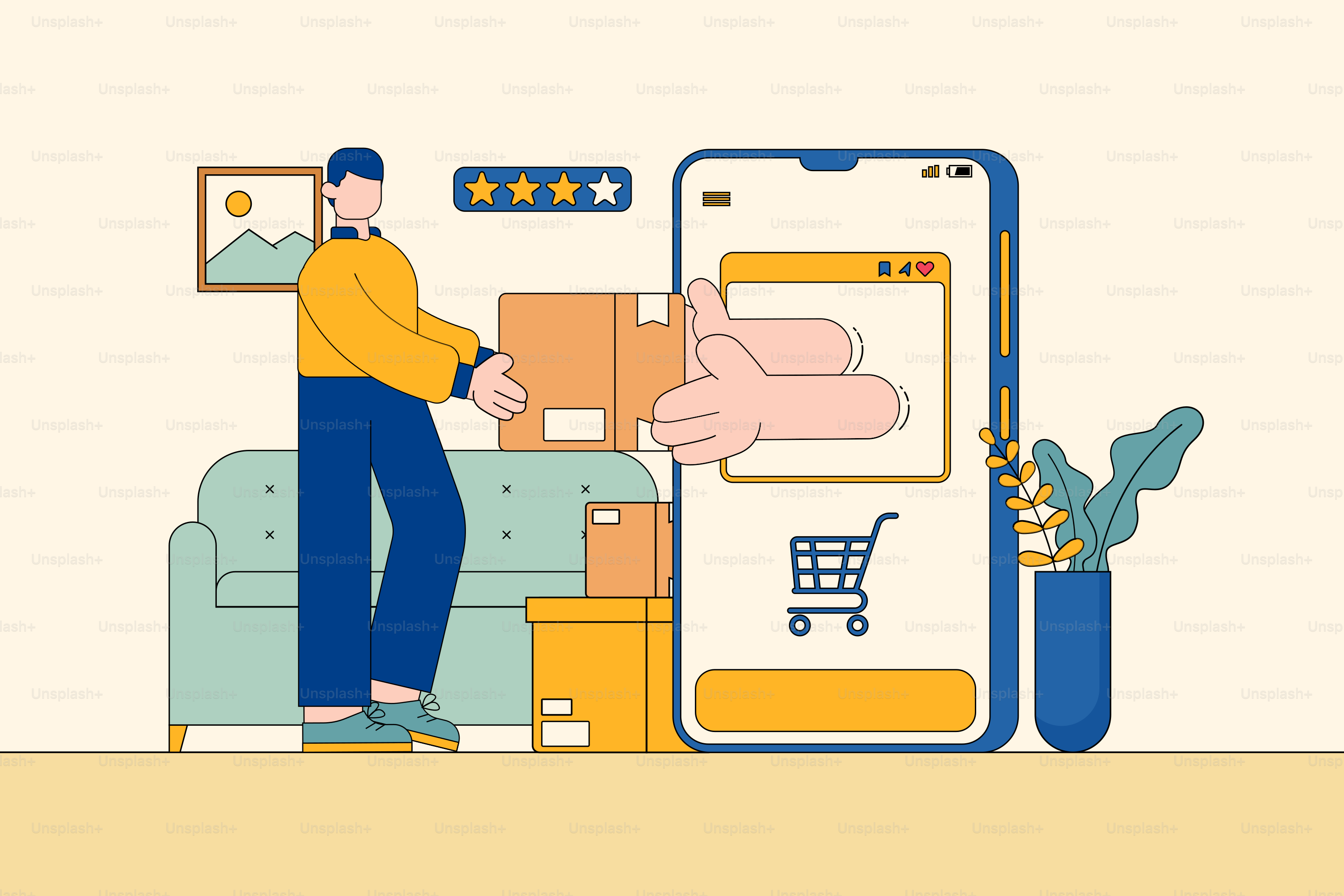 A man standing in front of a phone with a hand on it