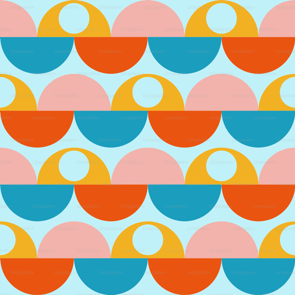 Ein farbenfrohes Muster mit Kreisen auf blauem Hintergrund