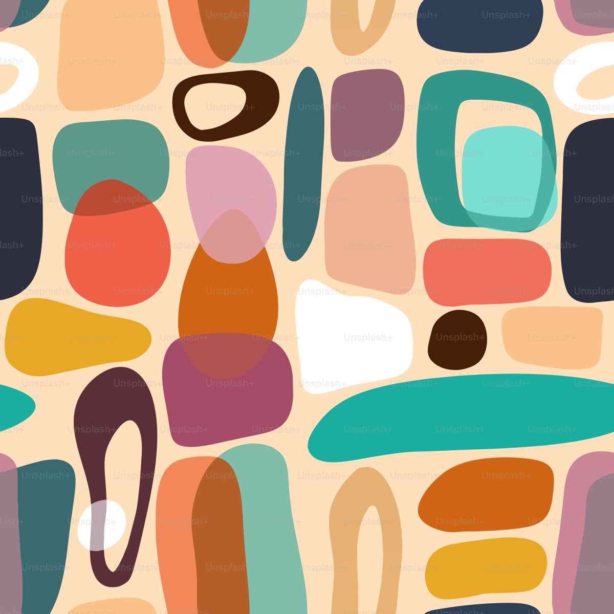 Un patrón abstracto colorido con círculos y rectángulos