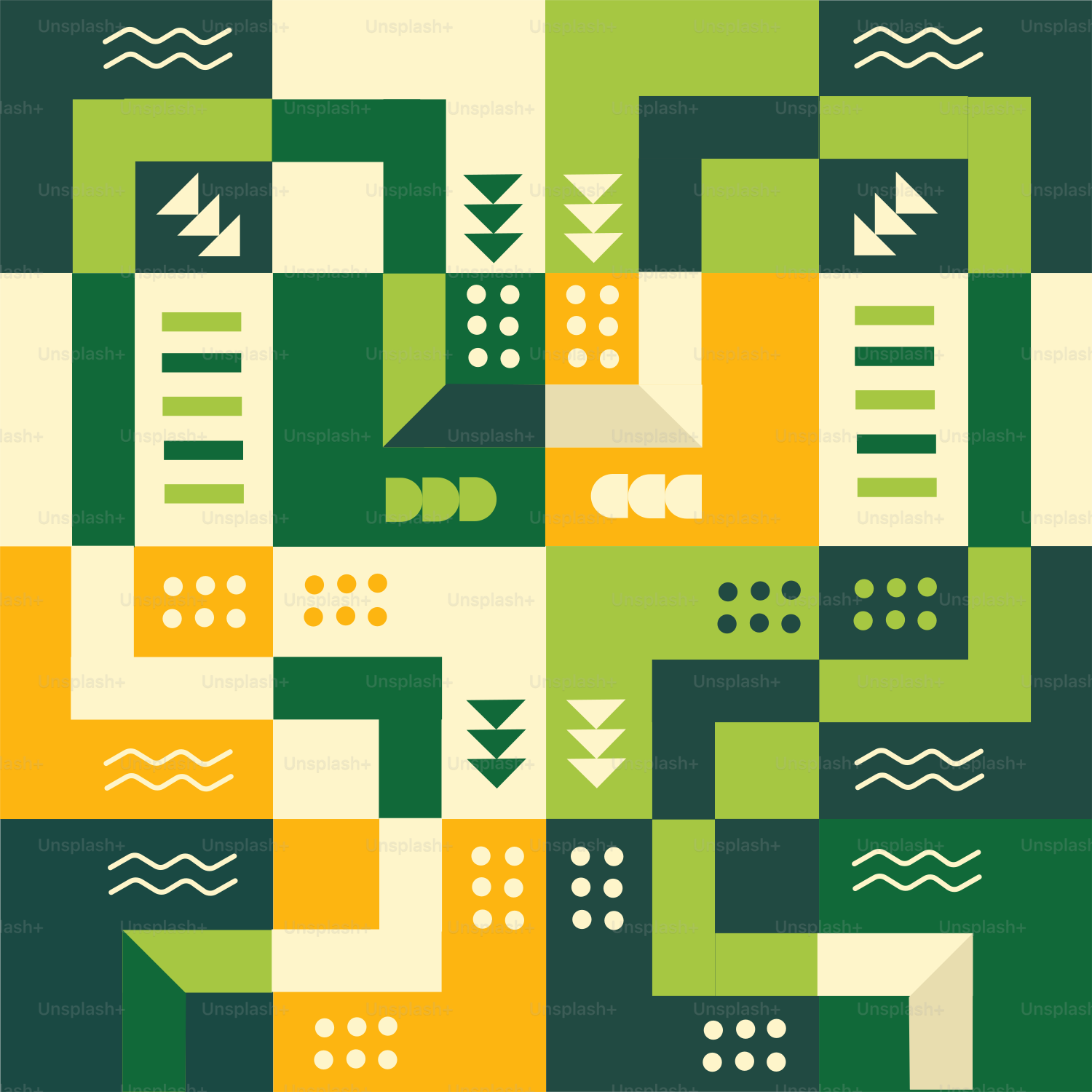 A green, yellow, and white abstract pattern