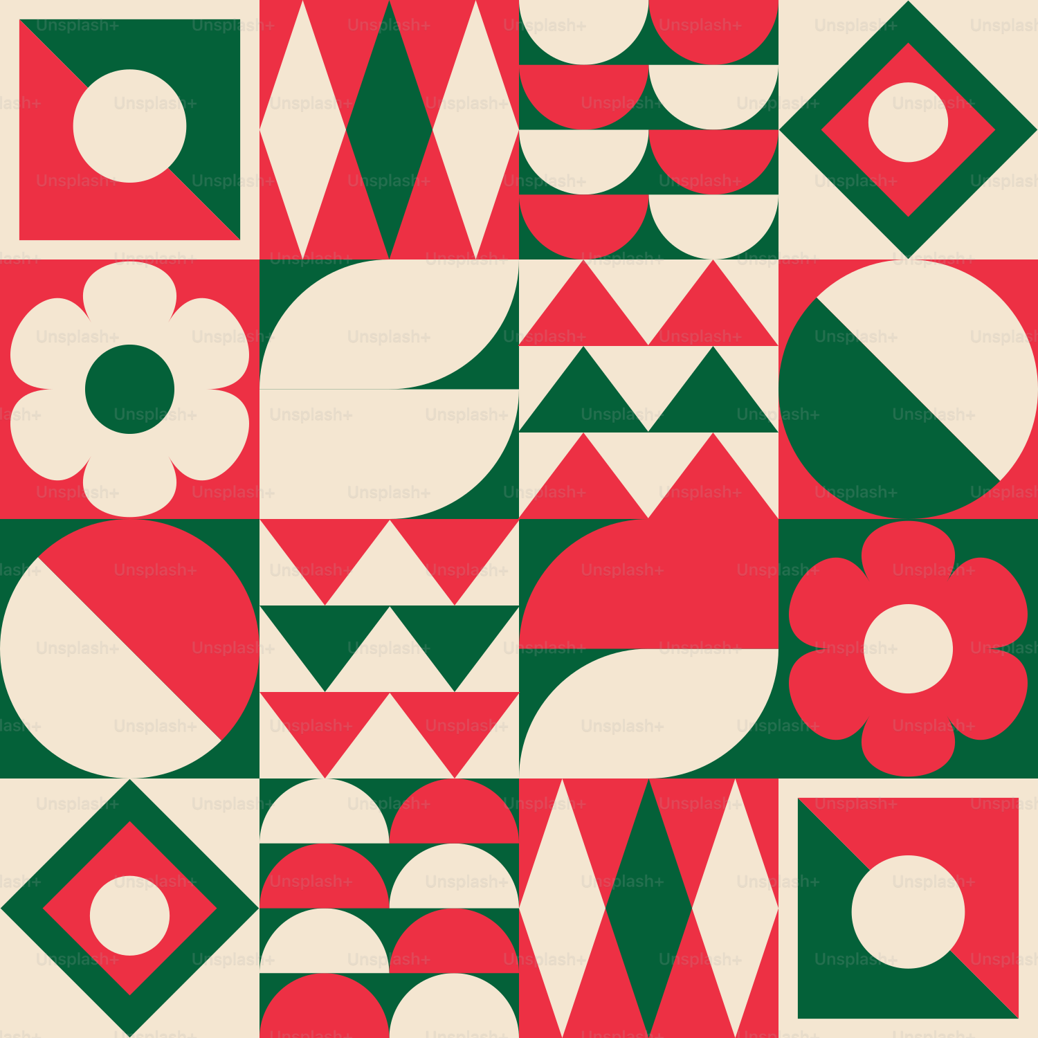 Un motif rouge et vert avec fond blanc