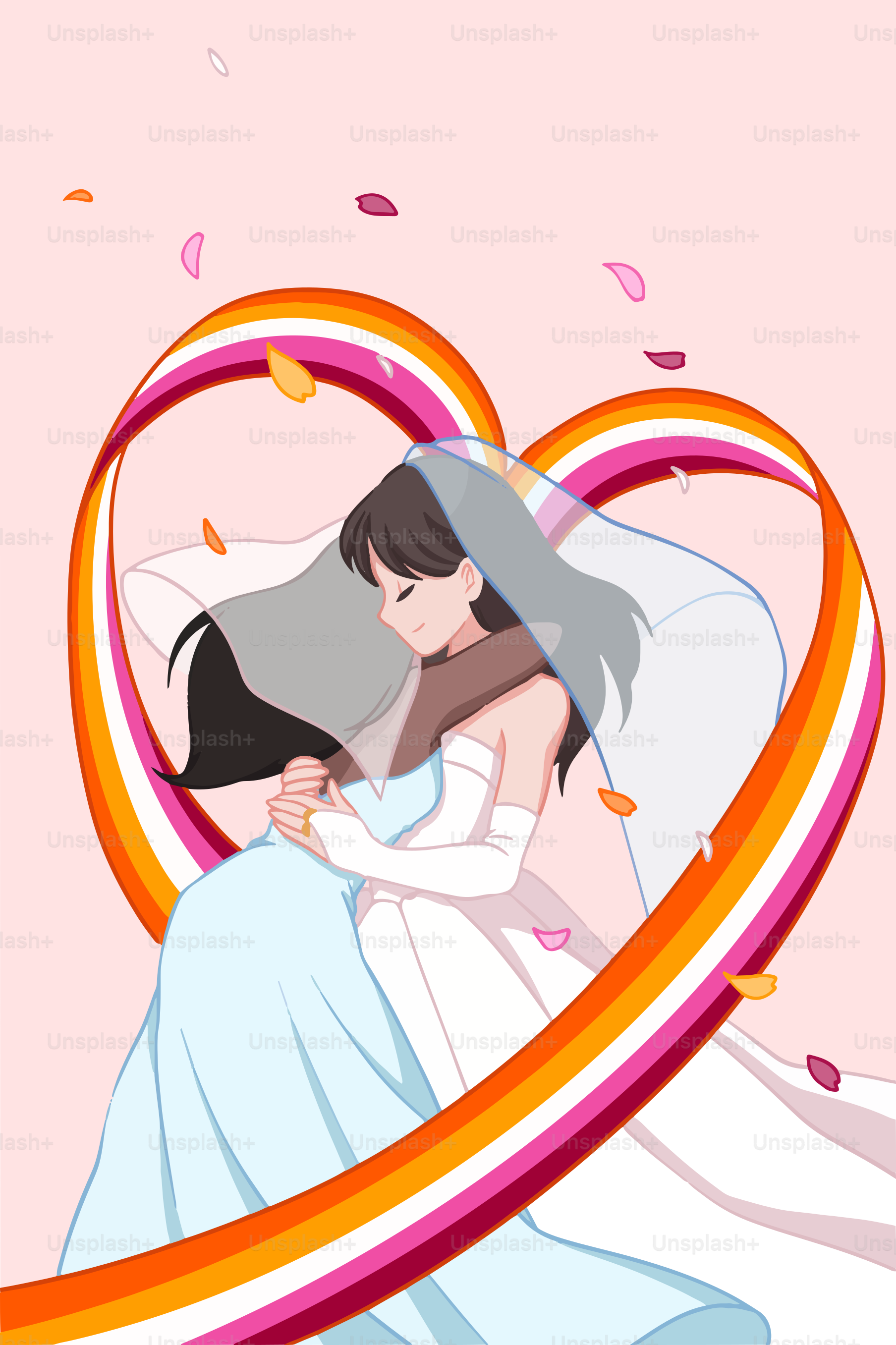 二人が抱き合っている