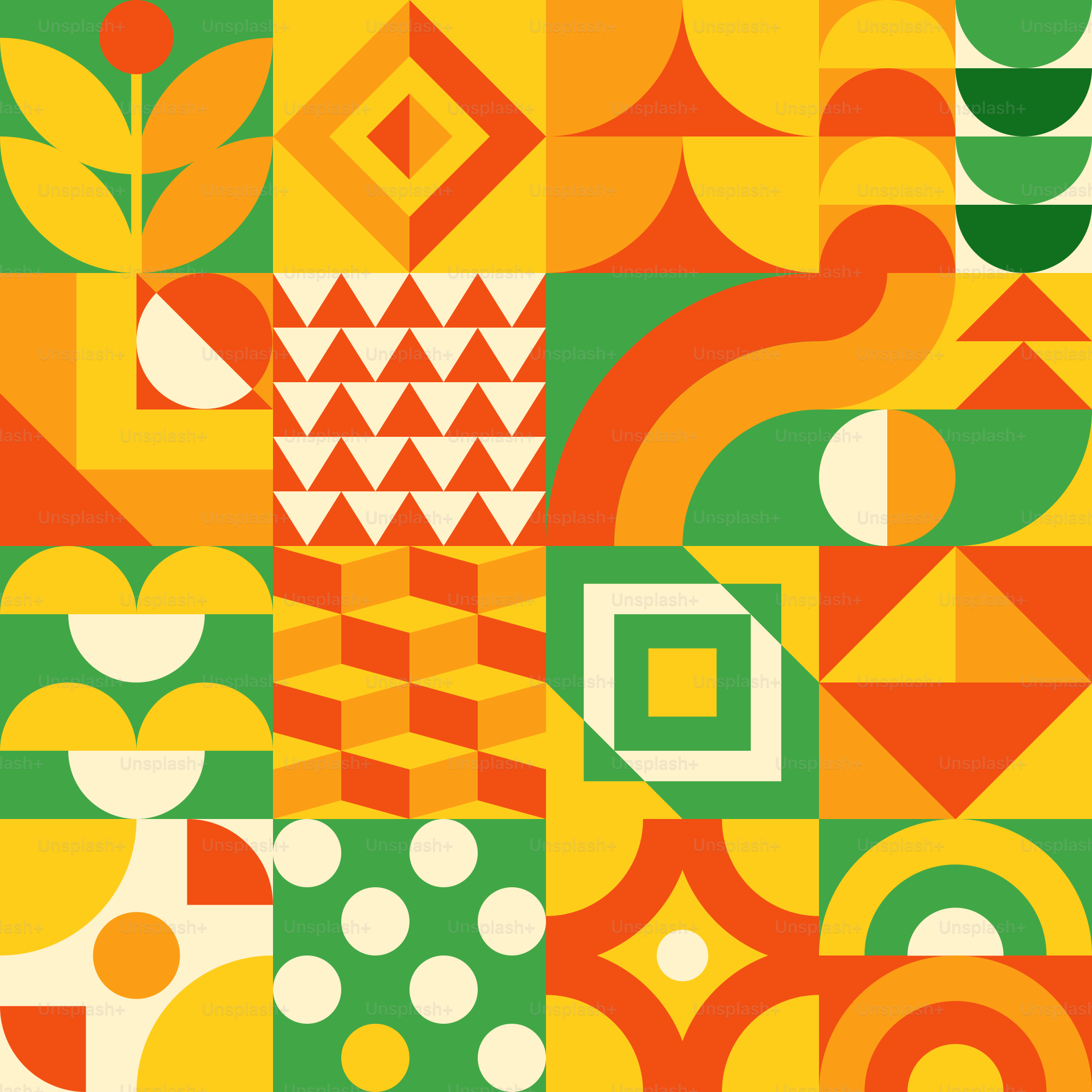 A colorful pattern with many different shapes