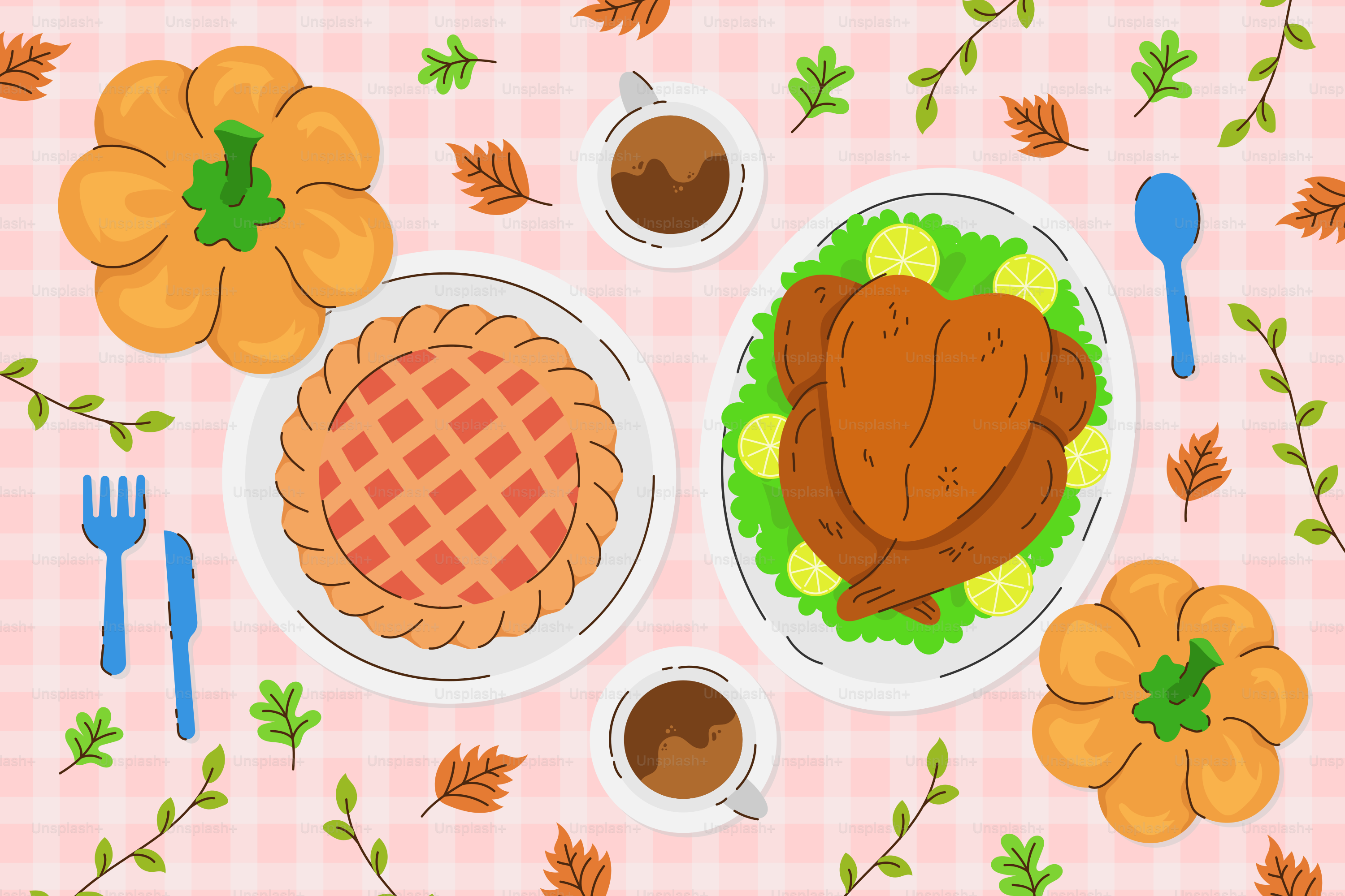 A table topped with a turkey next to a plate of food