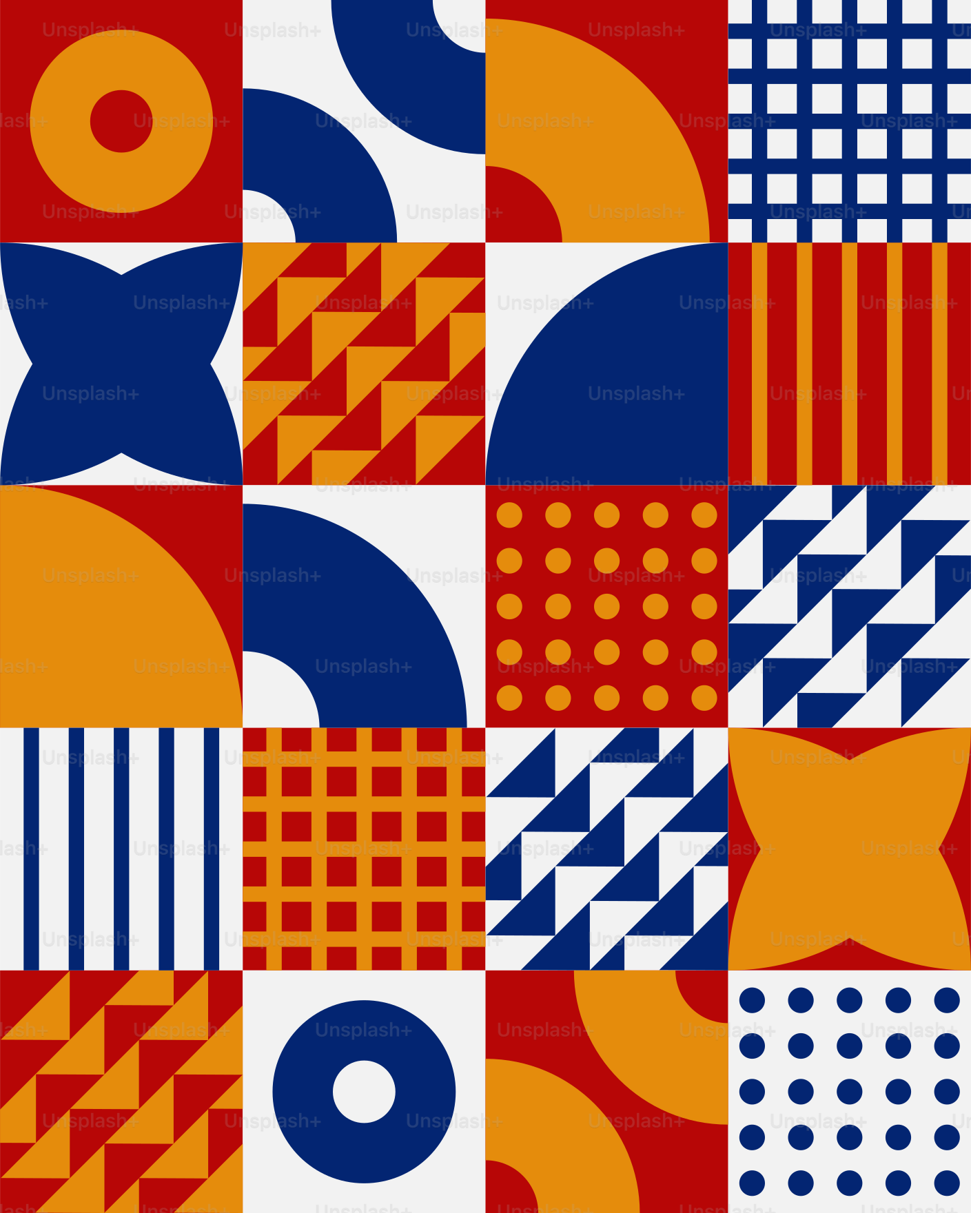 A pattern of different colors and shapes