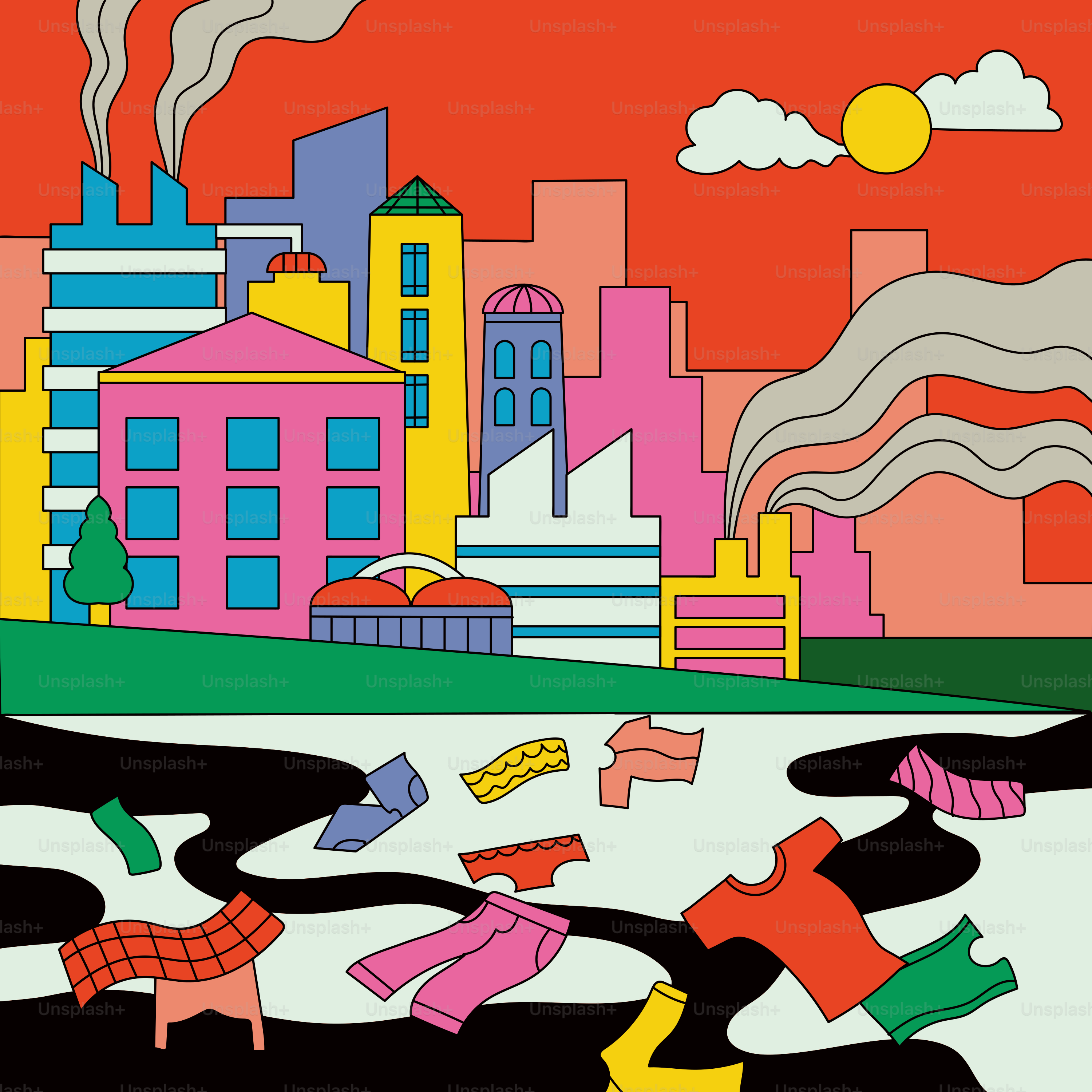Une peinture d’une ville traversée par une rivière