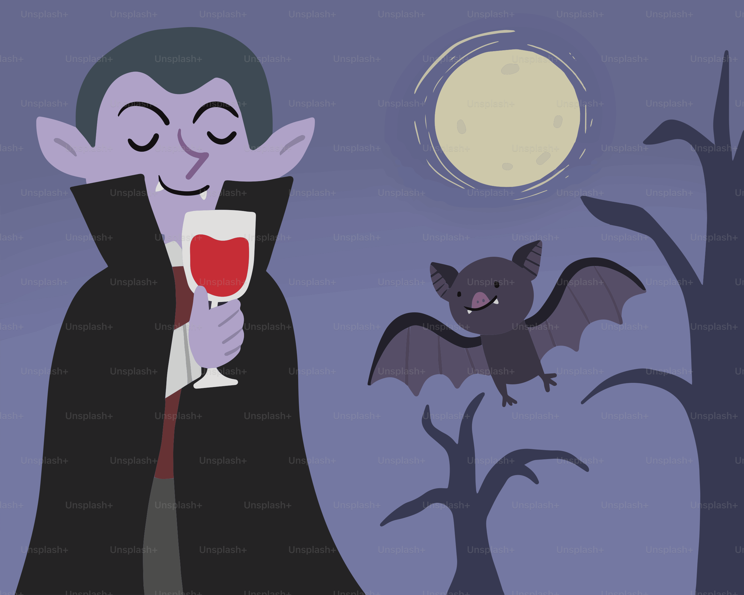 Une caricature d’un vampire tenant un verre de vin