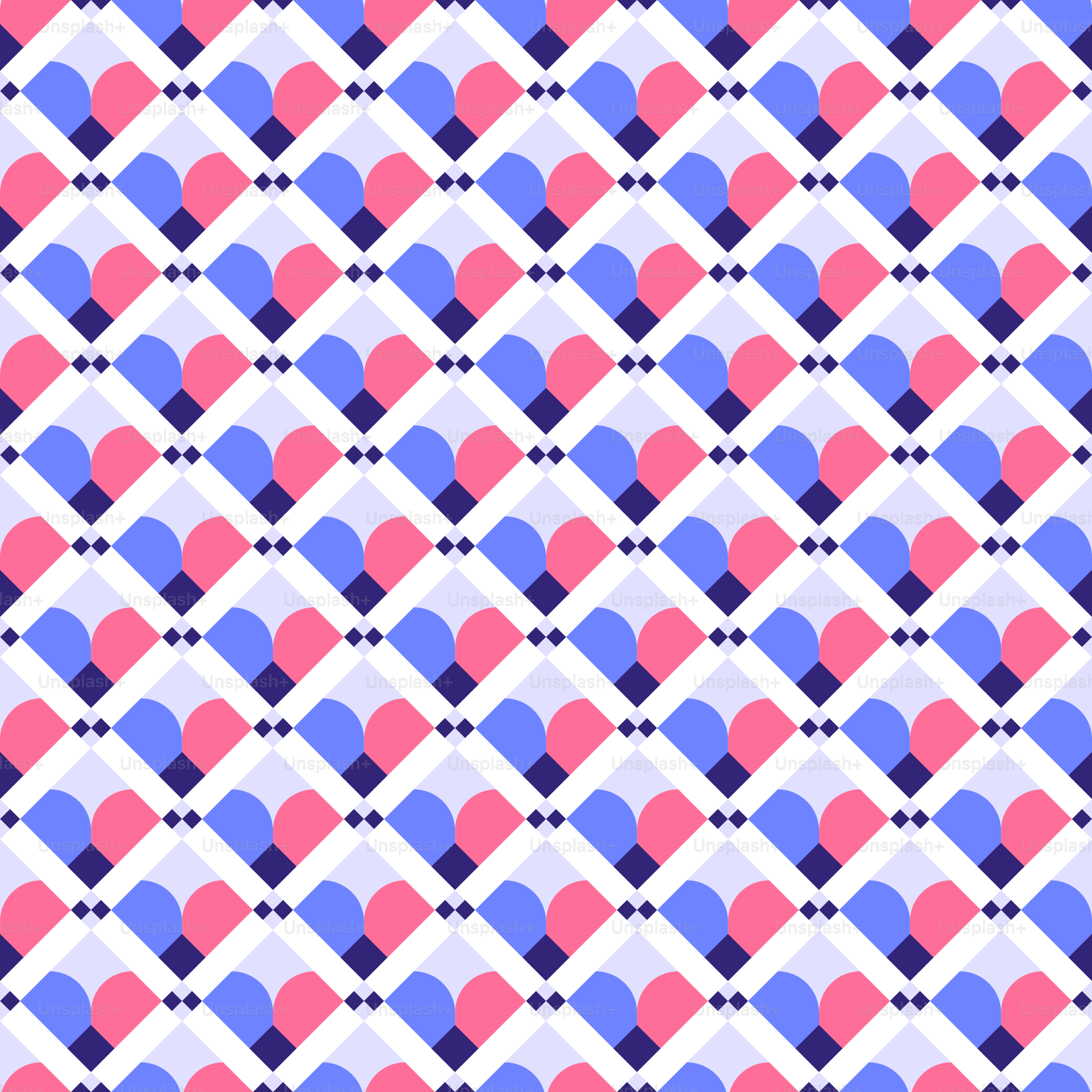 Un fondo azul, rosa y blanco con un patrón