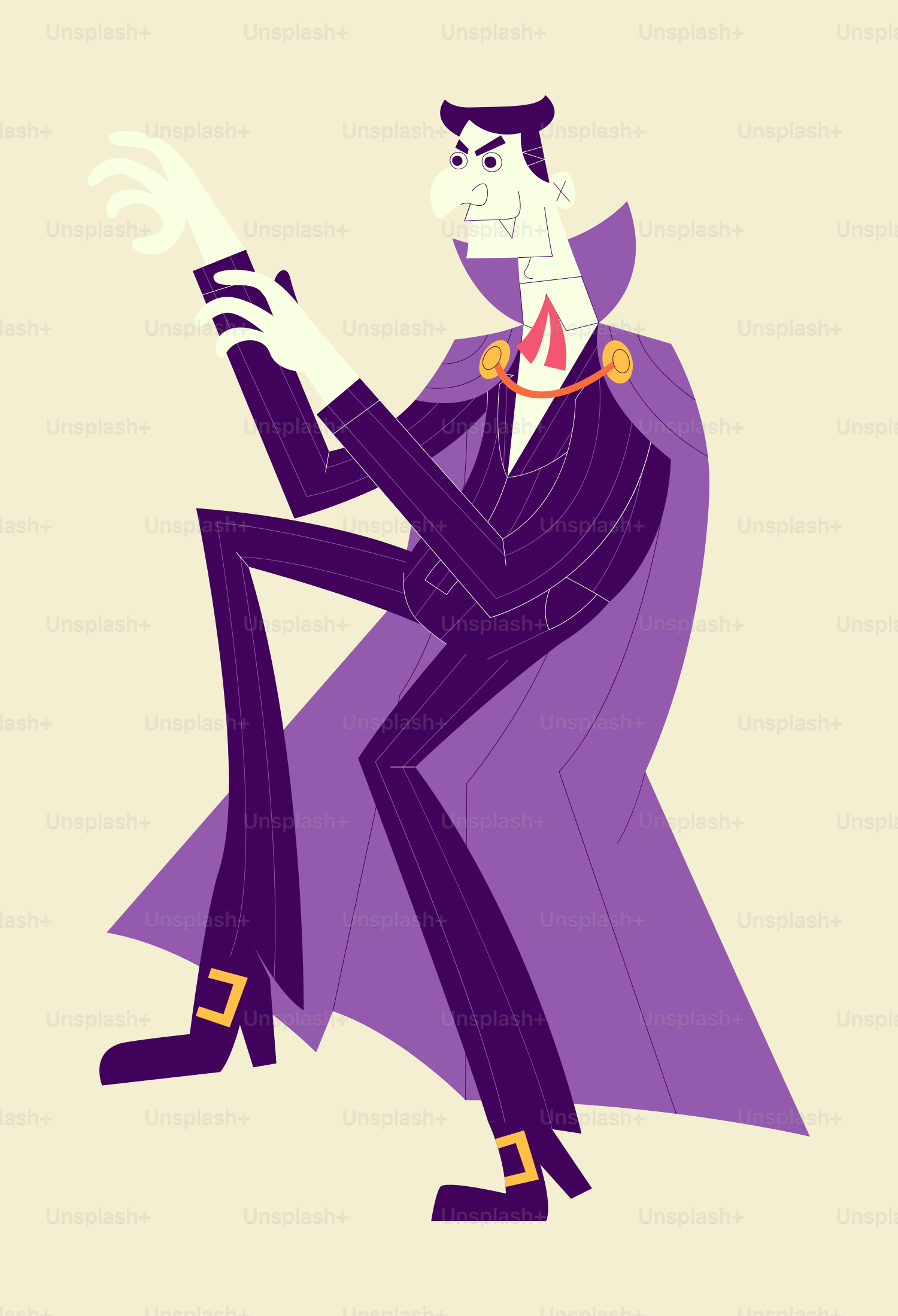 Un homme en costume violet et haut-de-forme