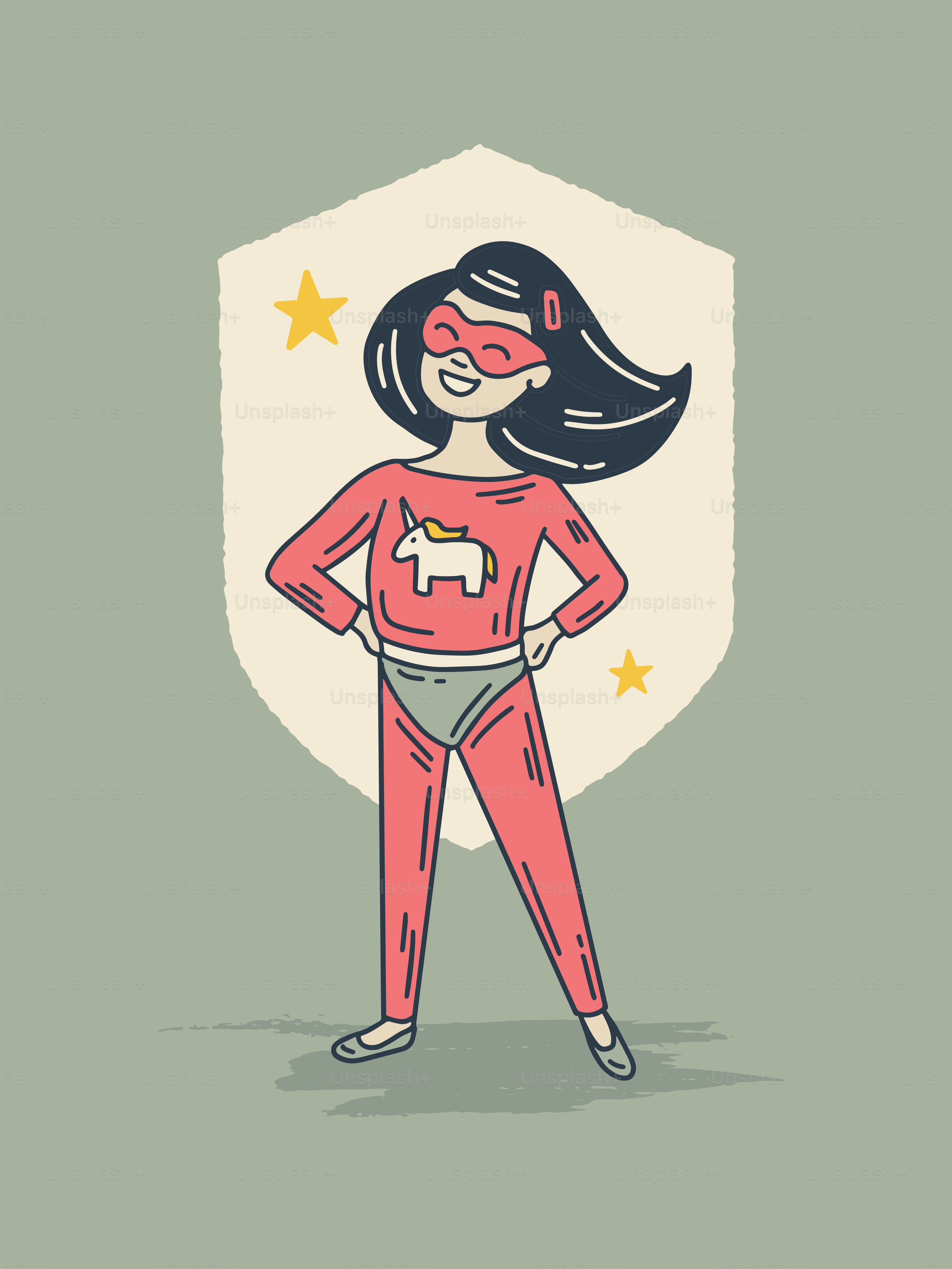 A woman in a red superhero costume standing with her hands on her hips