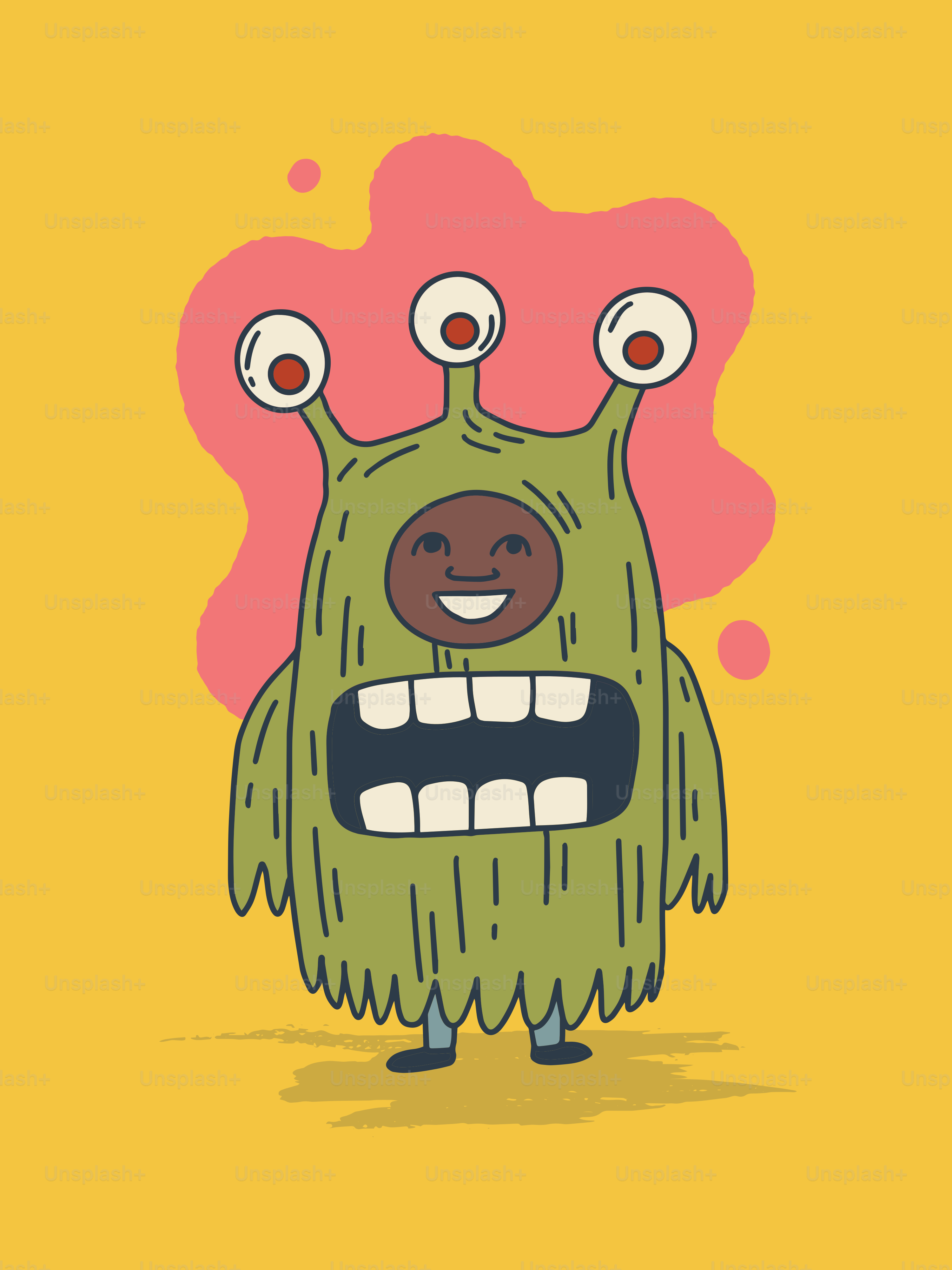 Un monstruo verde con ojos grandes y dientes grandes