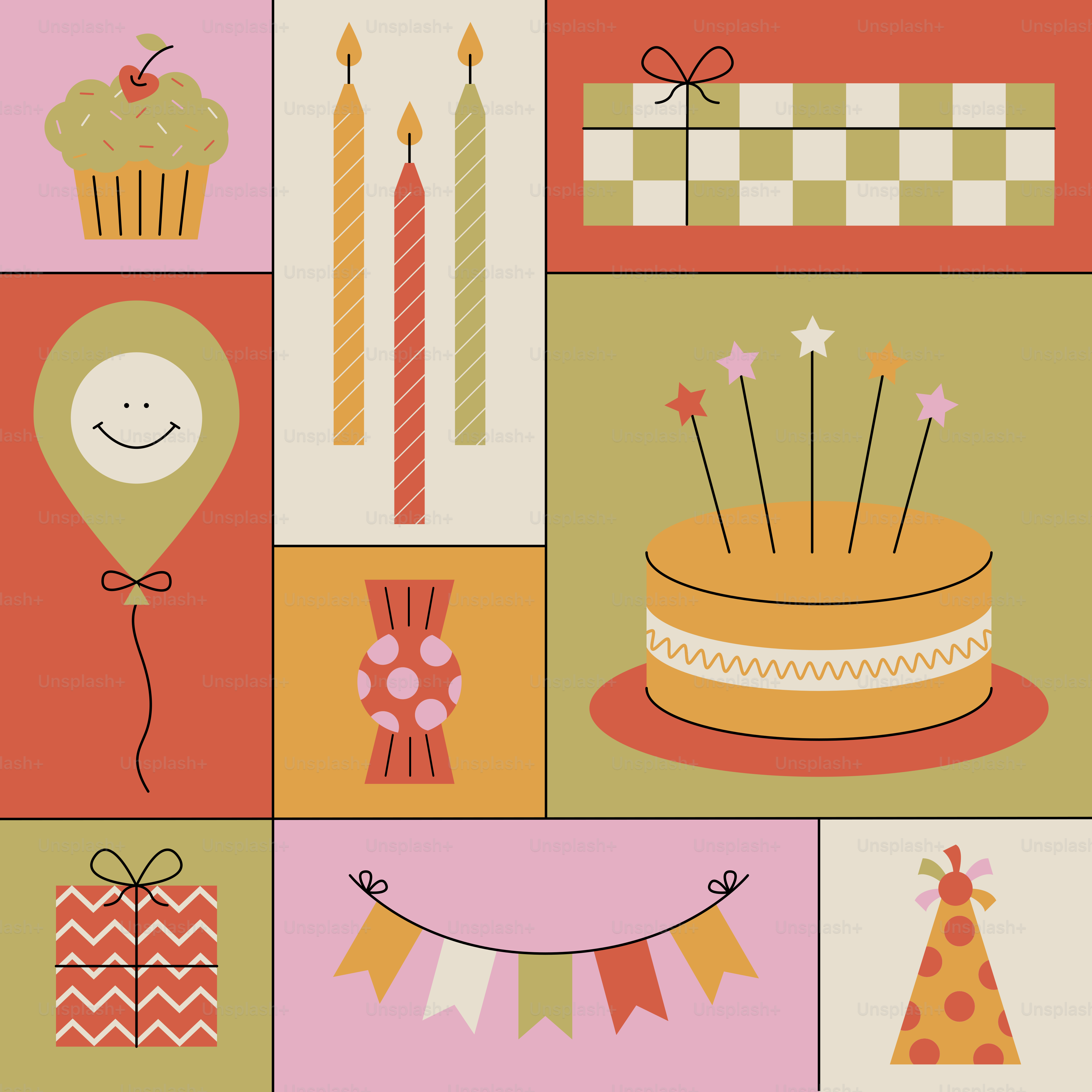 A birthday card with a cake and candles
