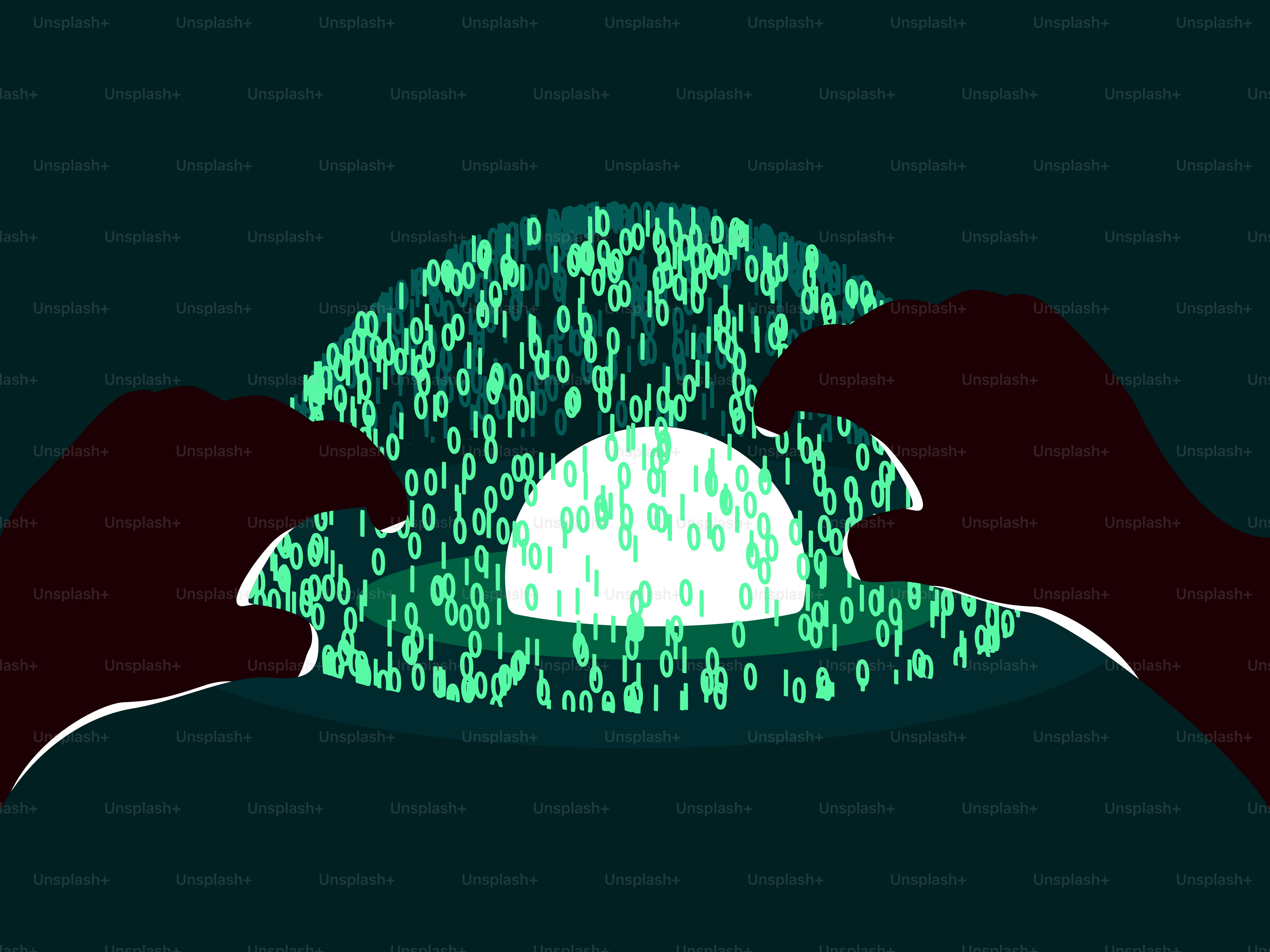 Two hands holding a plate with a green design on it