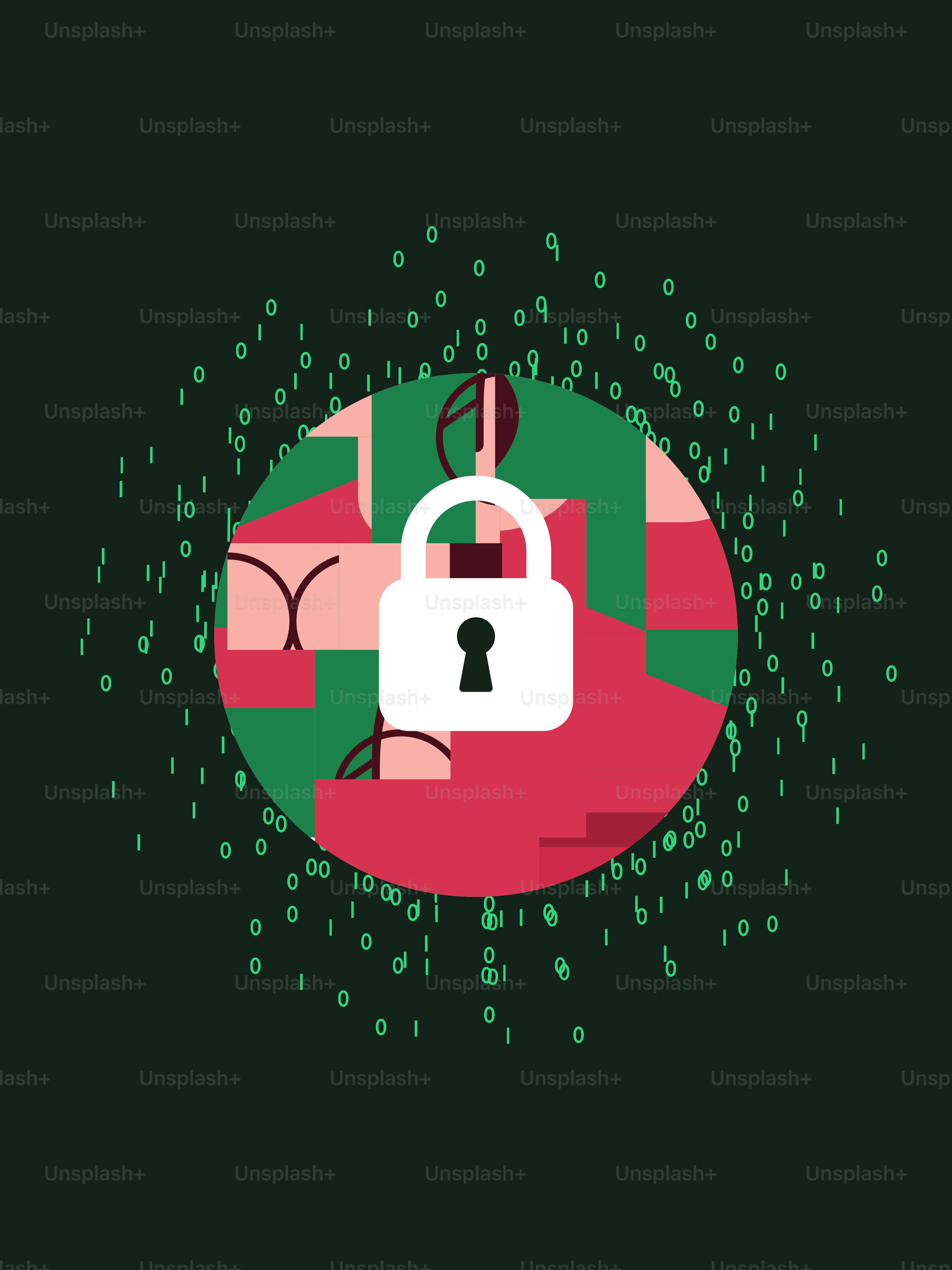 A green background with a lock on it