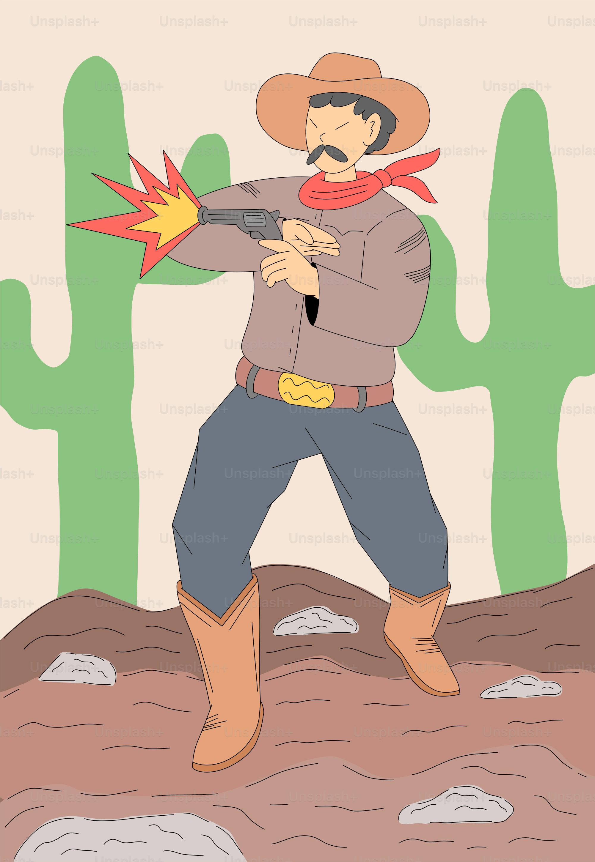 A man in a cowboy hat holding a gun