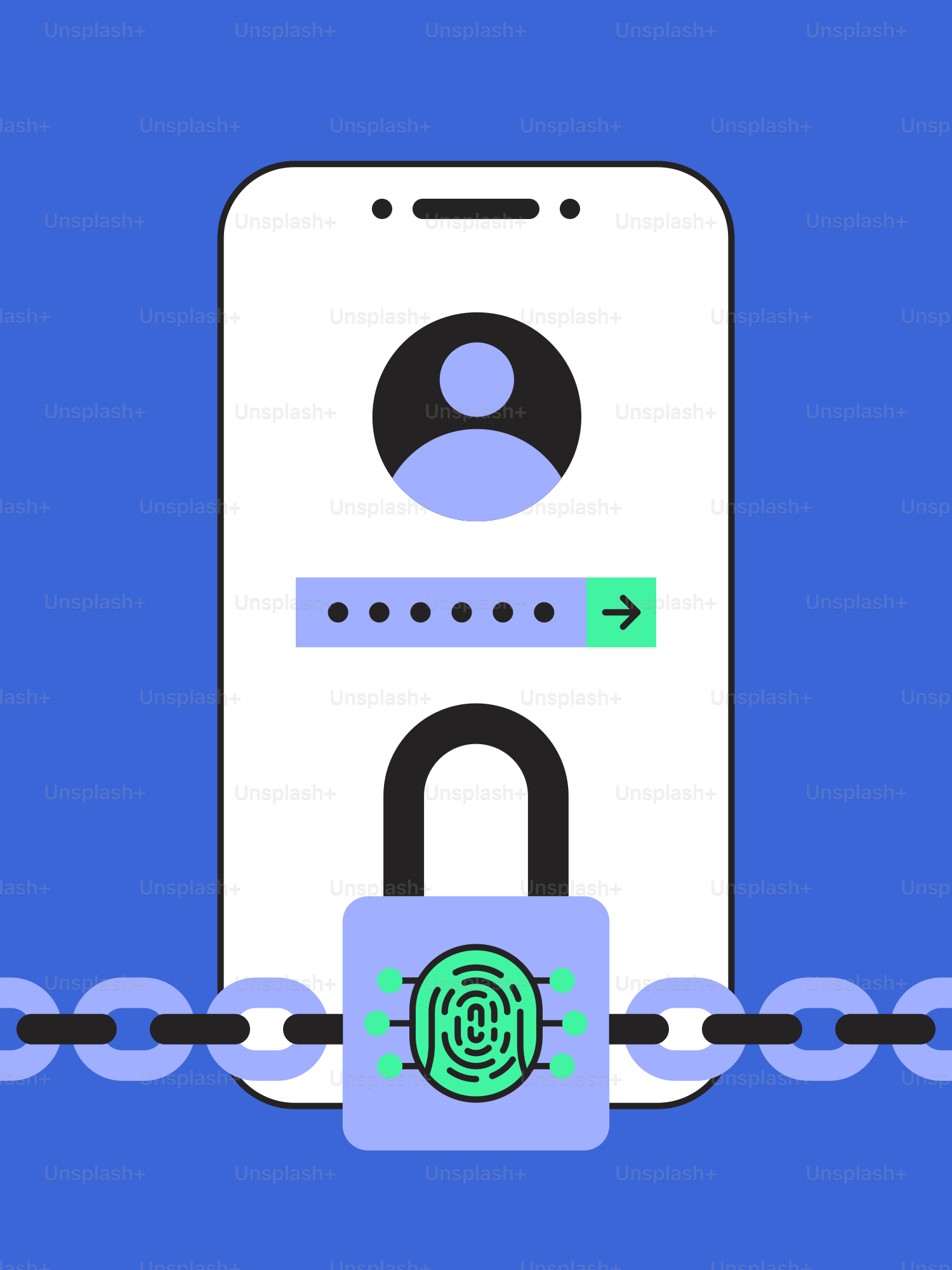 A cell phone with a lock on it