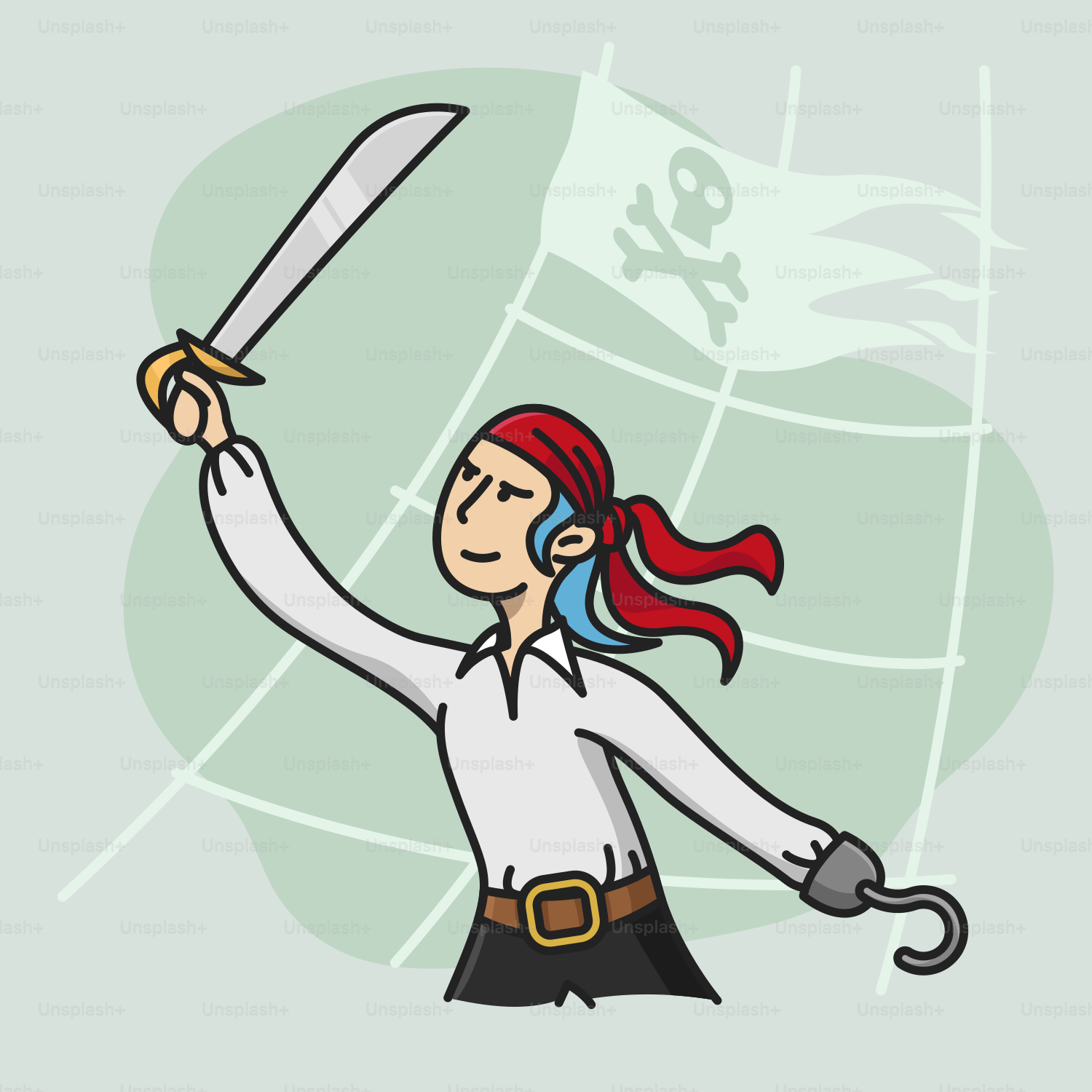 칼을 든 여성의 만화 벡터 – Unsplash의 그림 이미지, image size:3000x3000