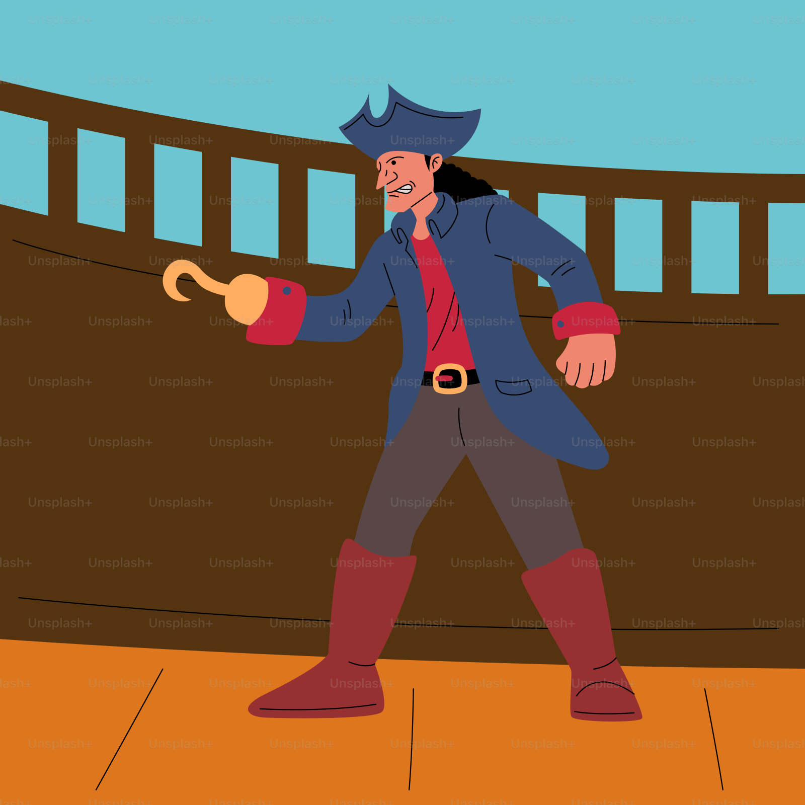 A cartoon of a man in a pirate costume