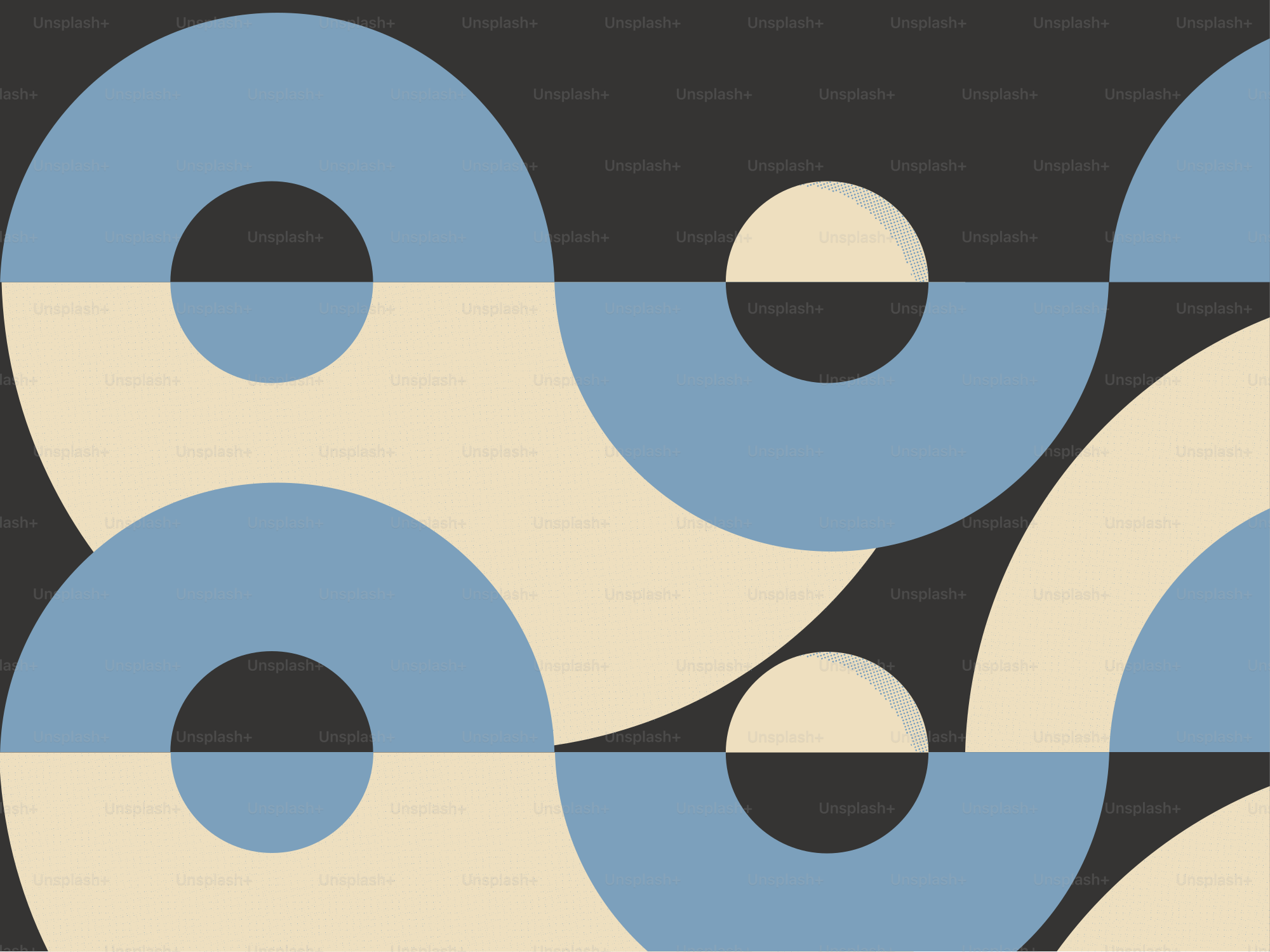 A black and white background with blue circles