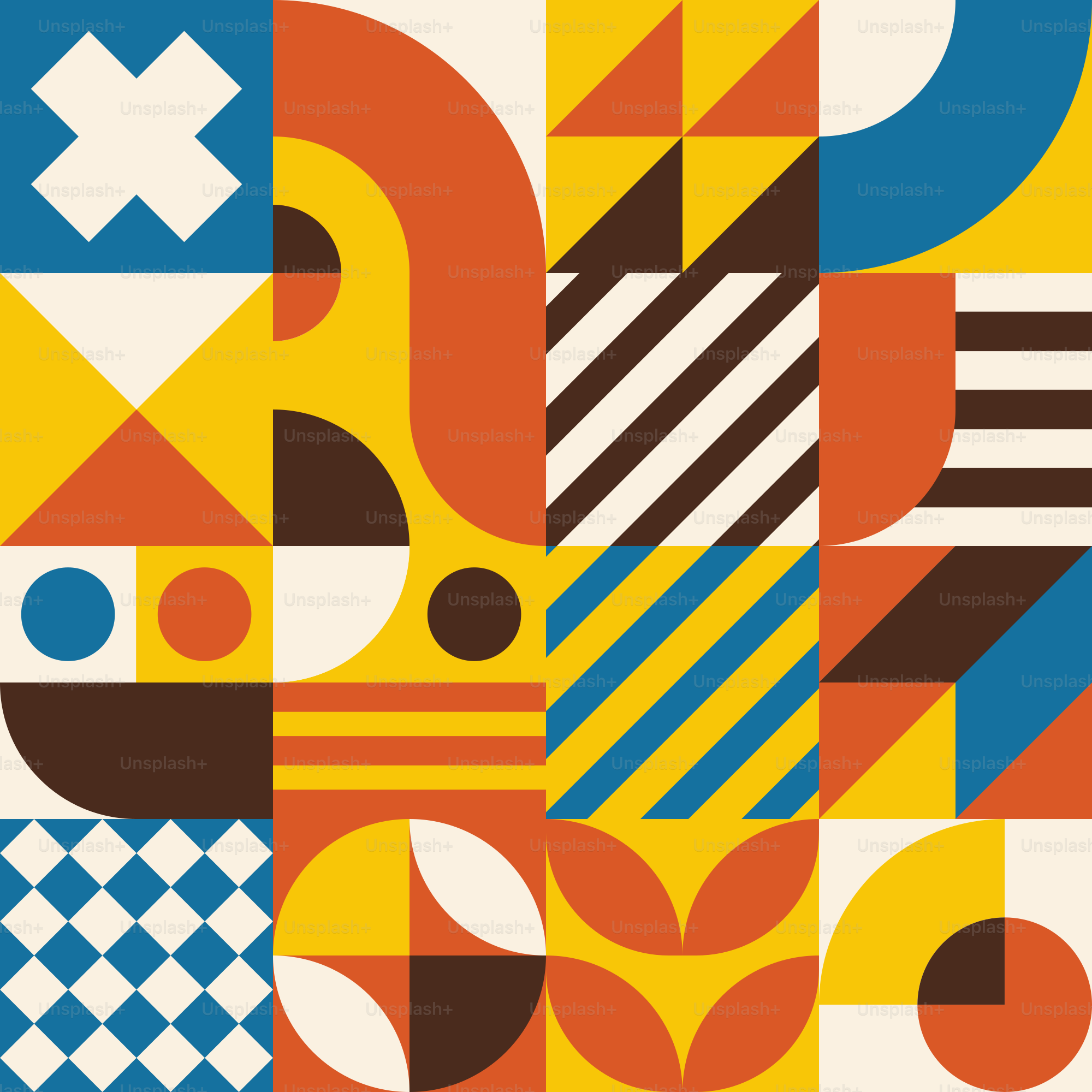 A colorful abstract pattern with many different shapes