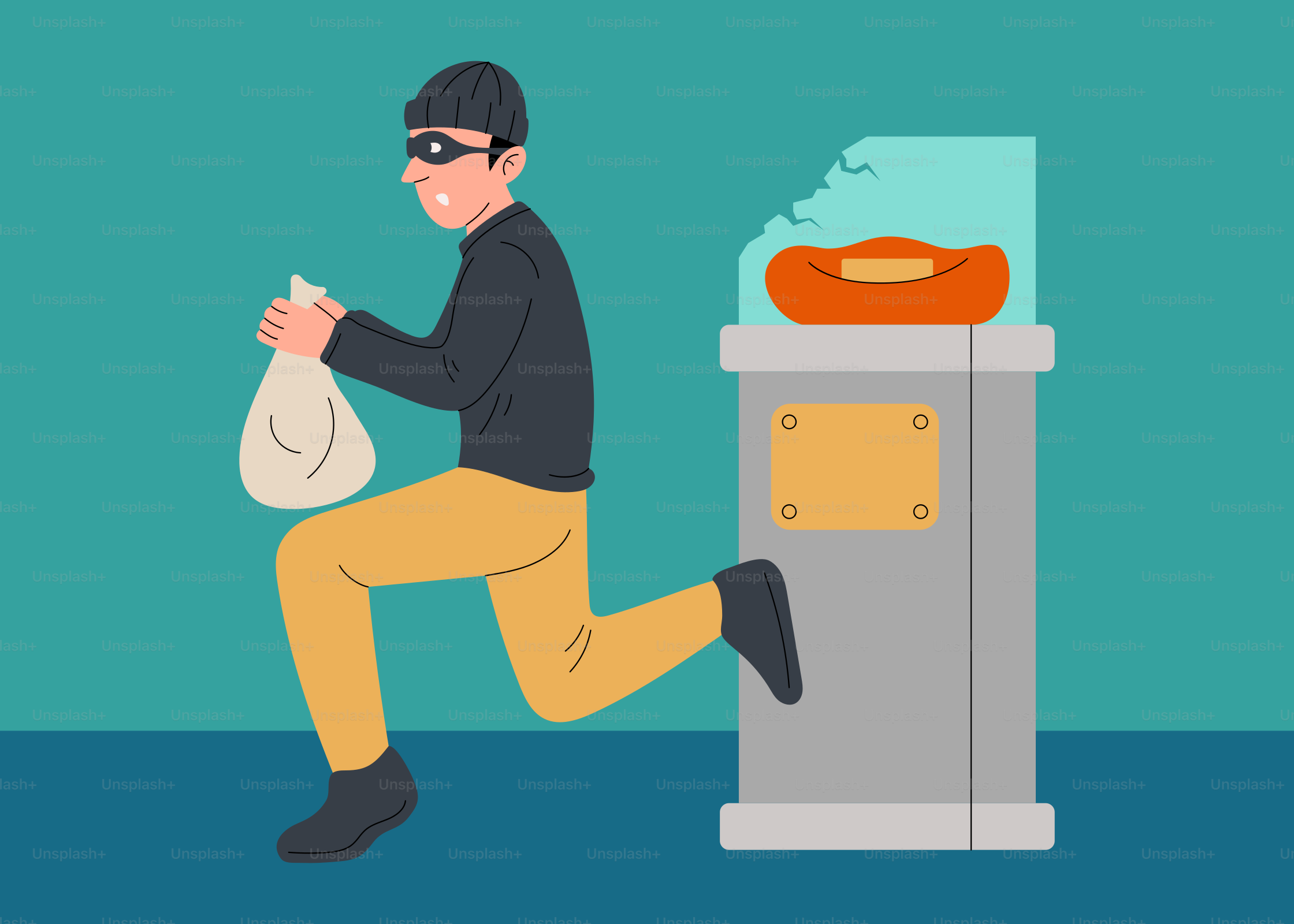 A man with a bag running towards a trash can