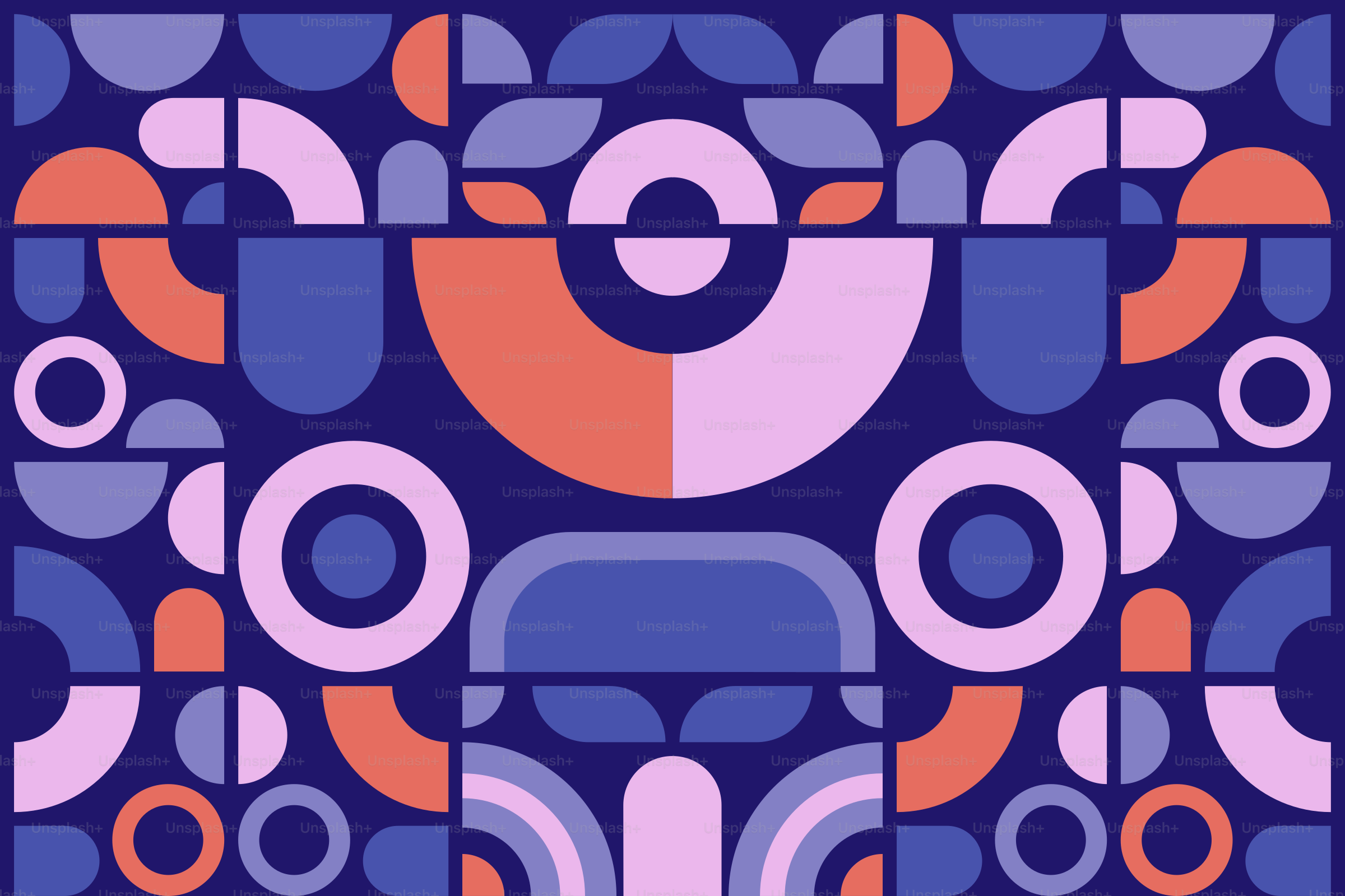 A blue, orange, and pink pattern with circles
