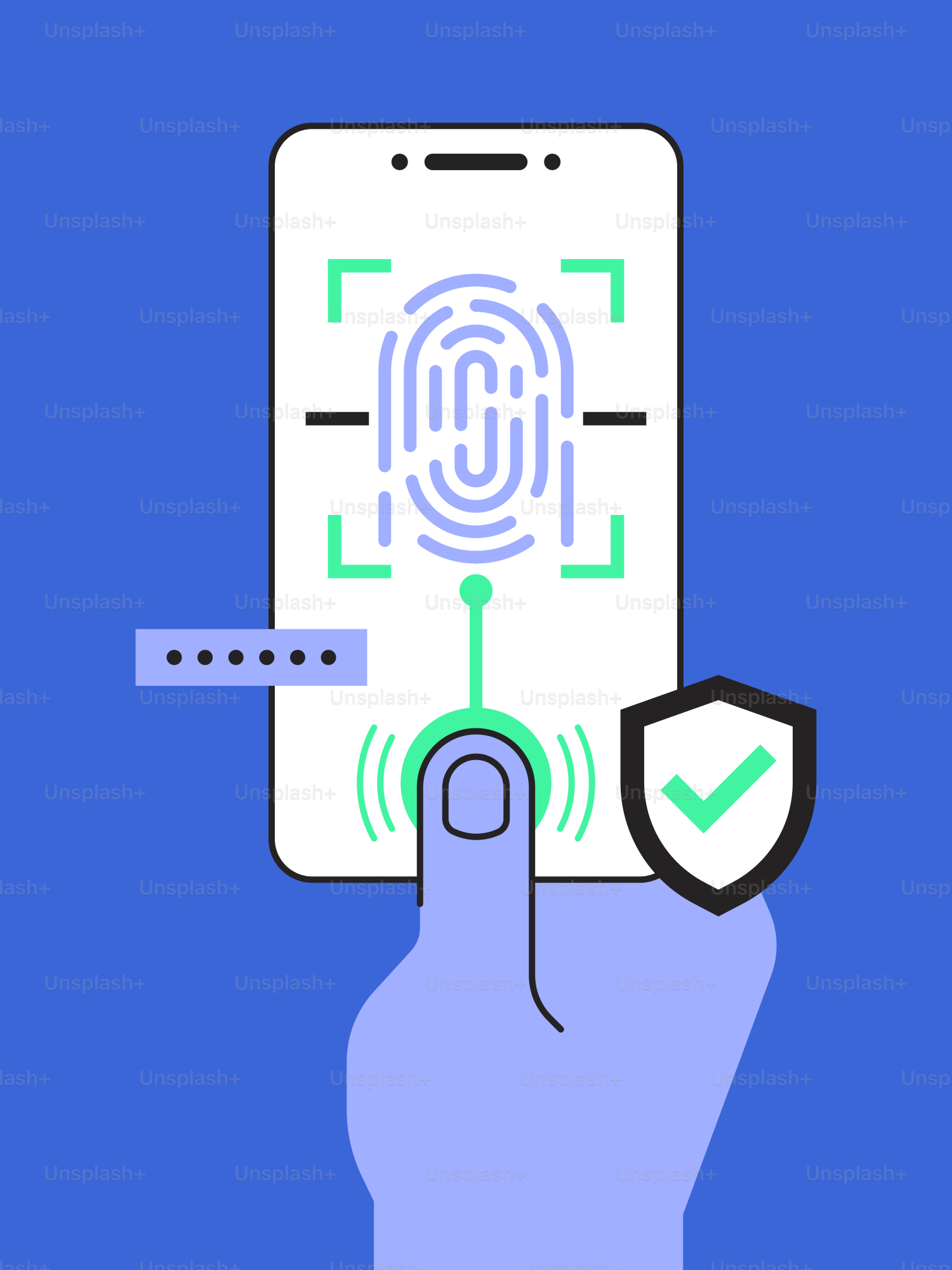 손가락을 올린 스마트폰을 들고 있는 손