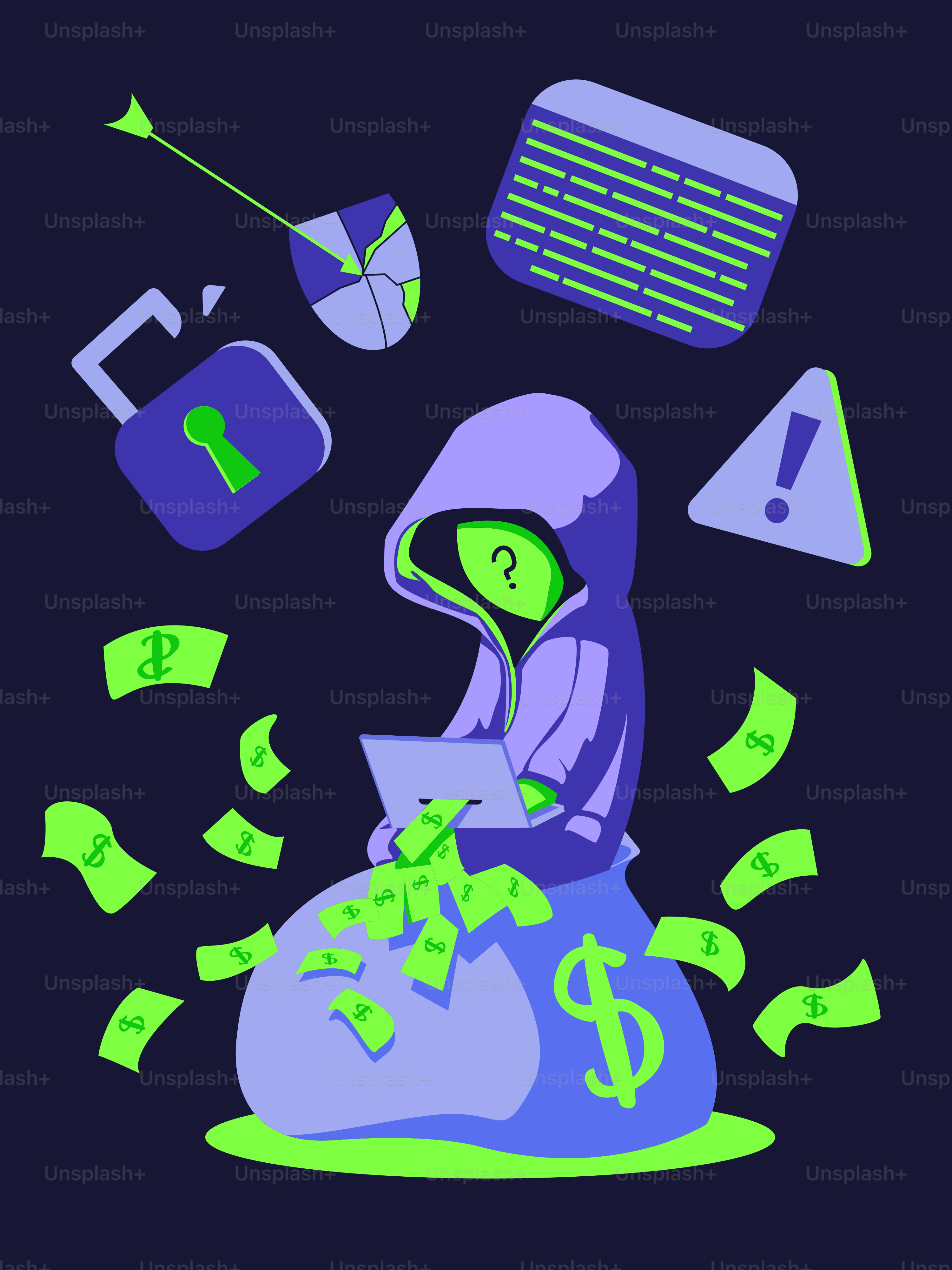 A person sitting on top of a bag filled with money