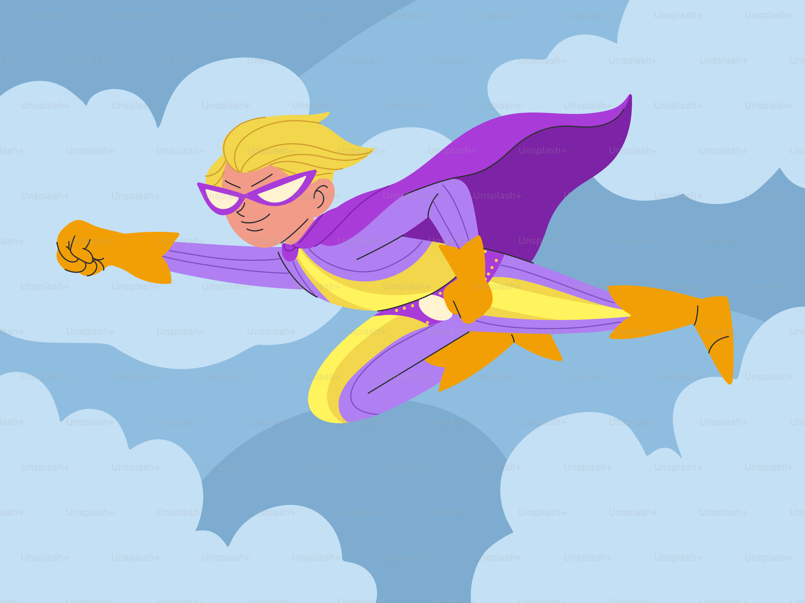 A cartoon of a man flying through the air