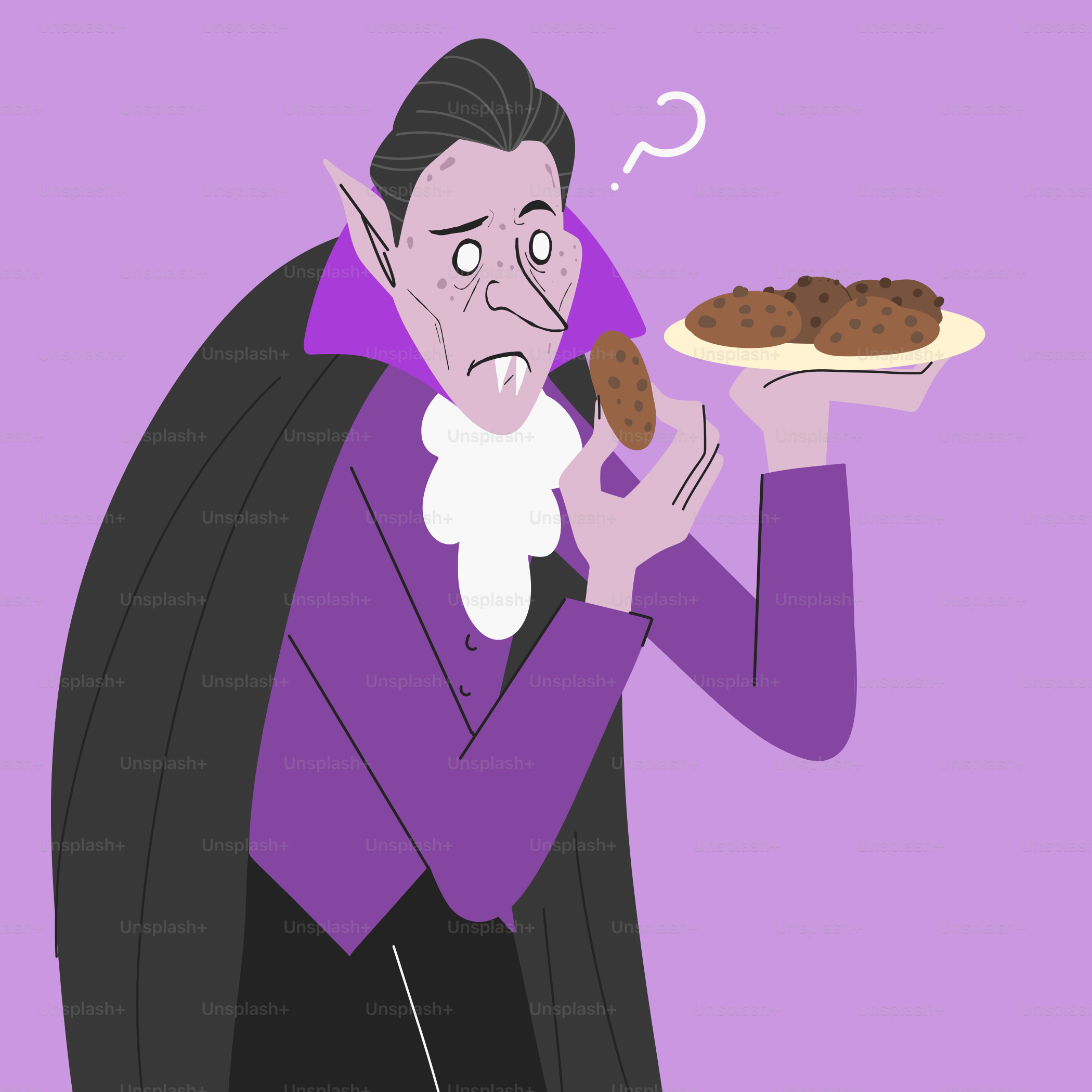 Une caricature d’un sorcier tenant une assiette de biscuits