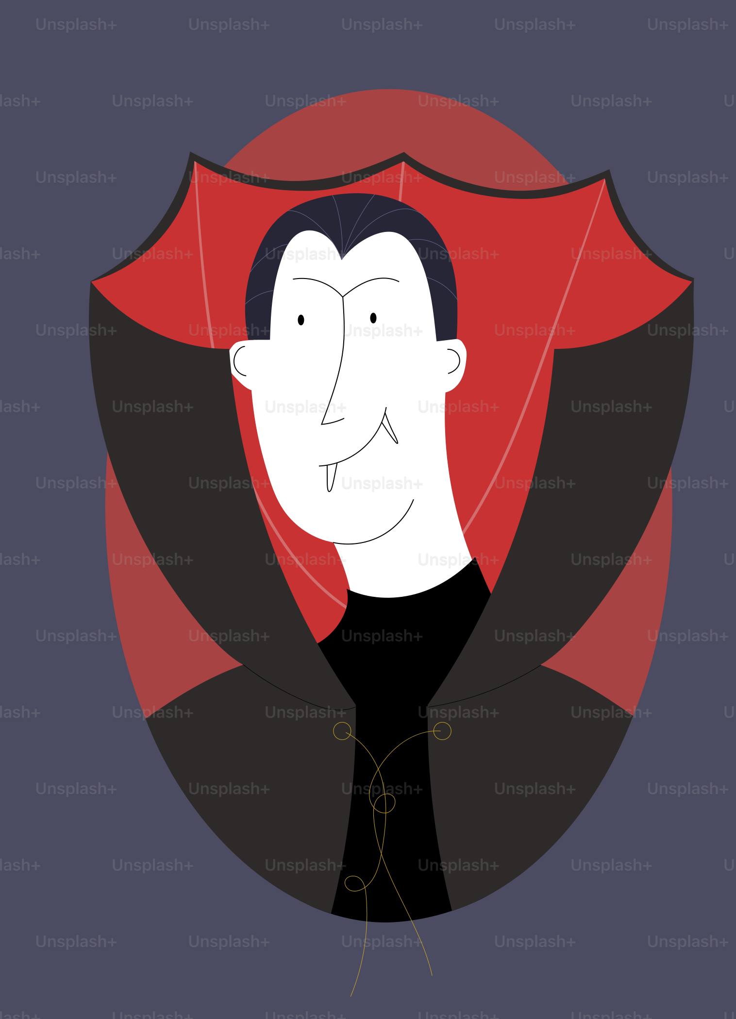 A cartoon of a man with a red umbrella over his head