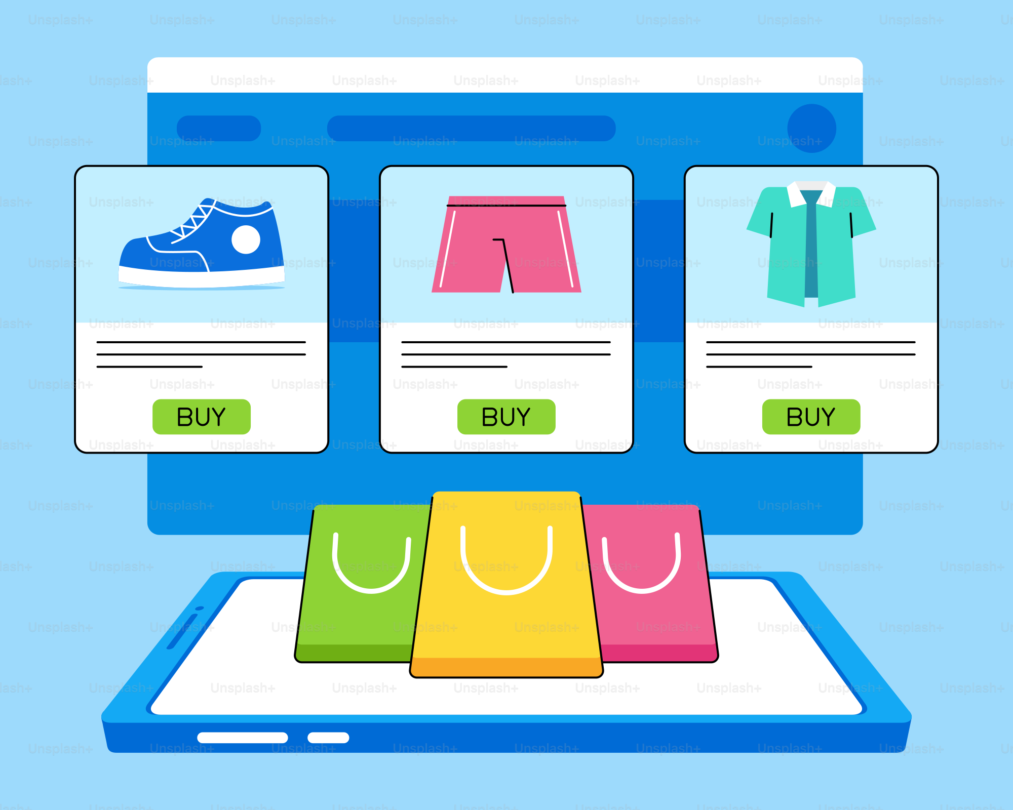 Un ordinateur portable avec un sac de courses dessus