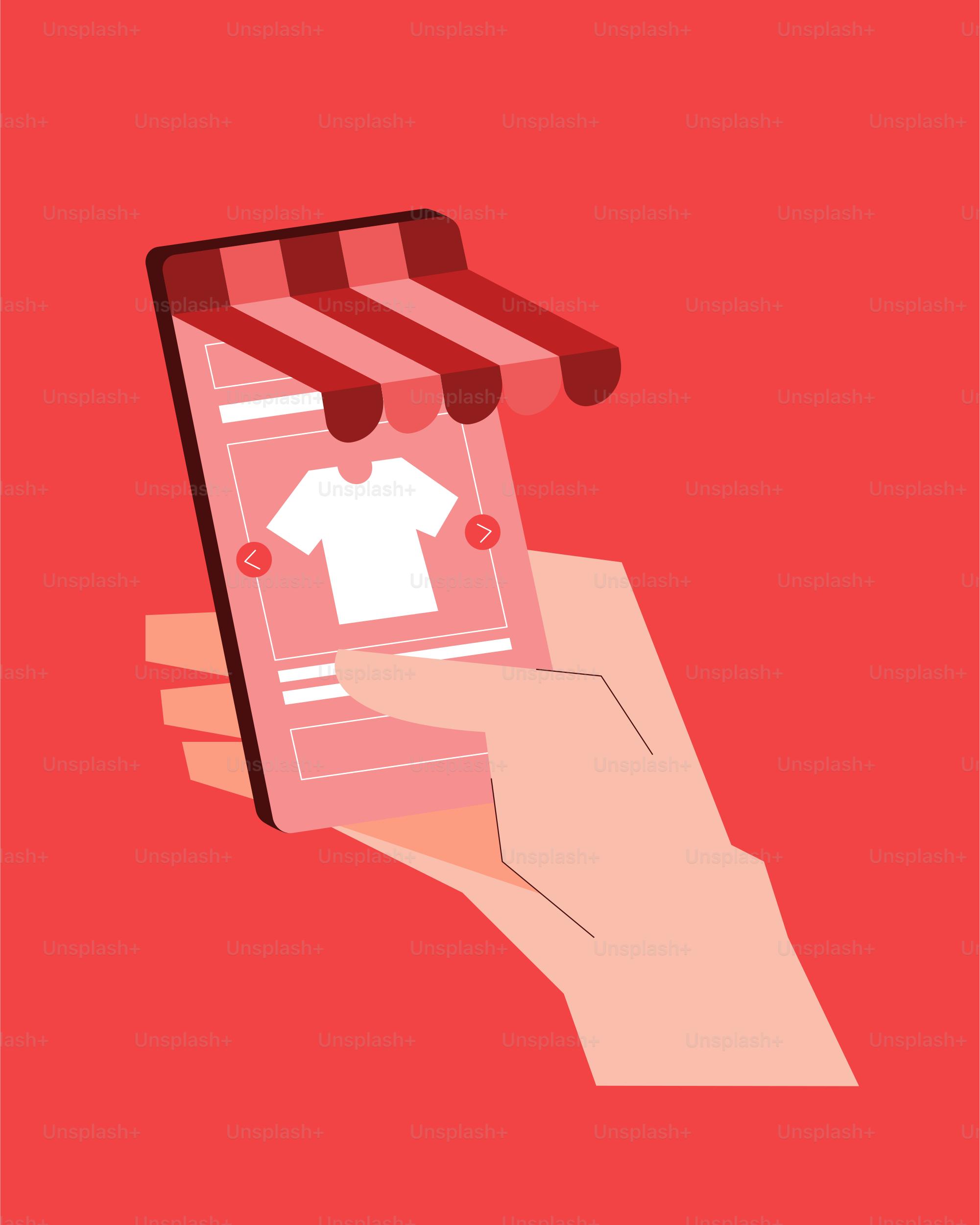 A hand holding a smart phone with a picture of a t - shirt on it